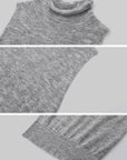 IAMXIAA V-Neck Knit Sweater and High-Neck Vest Layered Set