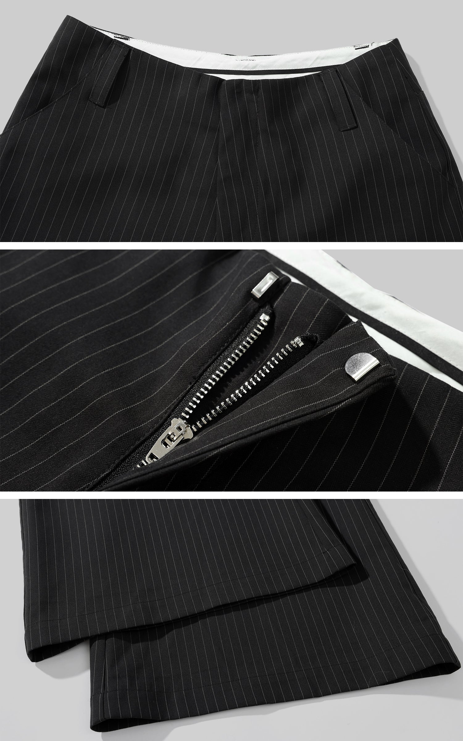 ROVENTE Pinstripe Tailored Wide-Leg Pants - PINKPARKS