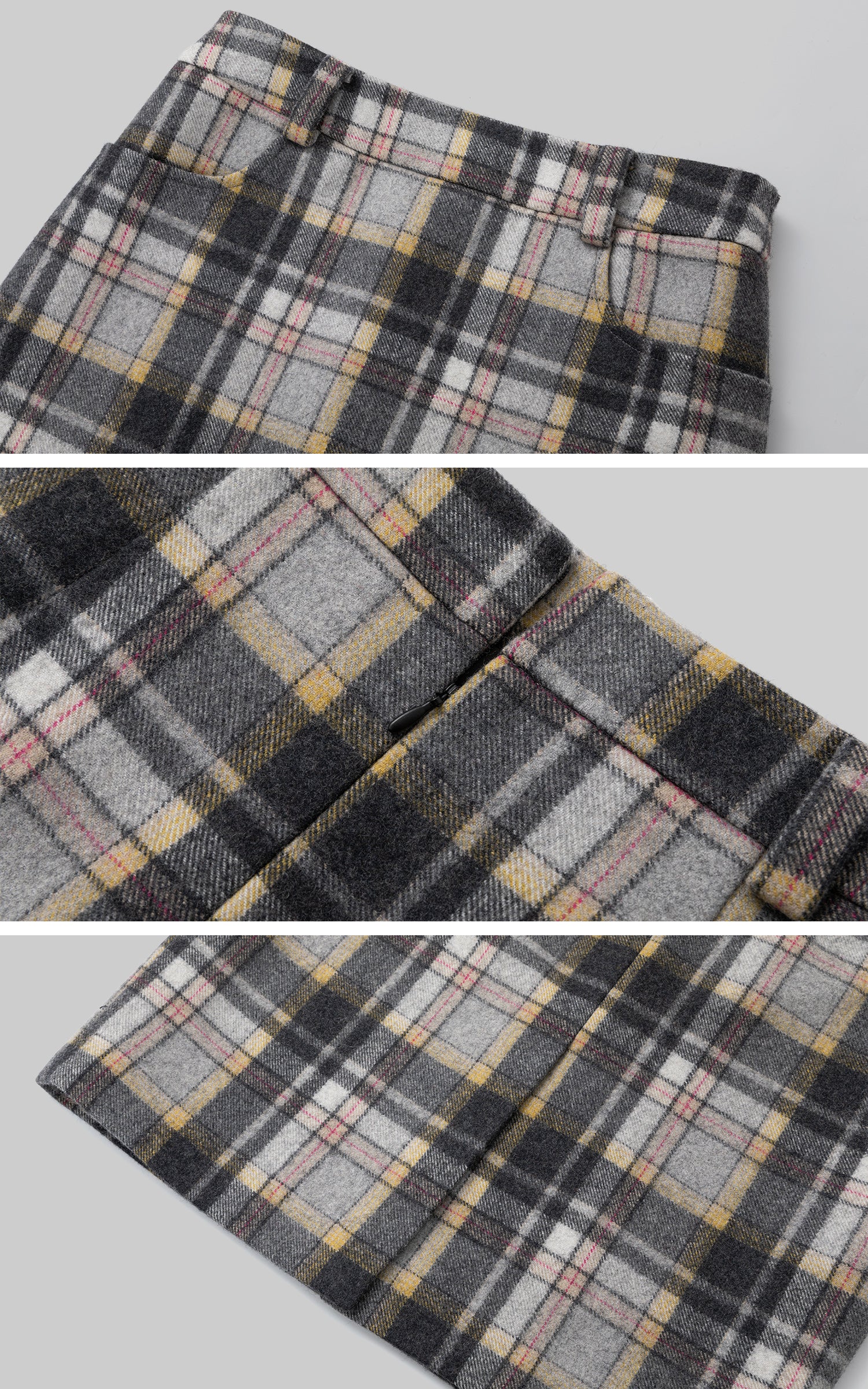 IAMXIAA チェック柄ハイウエストボディコンスカート