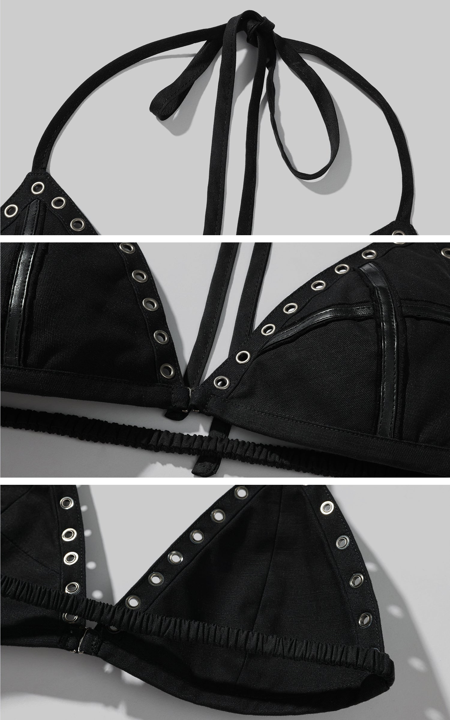 Low pixel スタッズ付きホルタートライアングルブラトップ