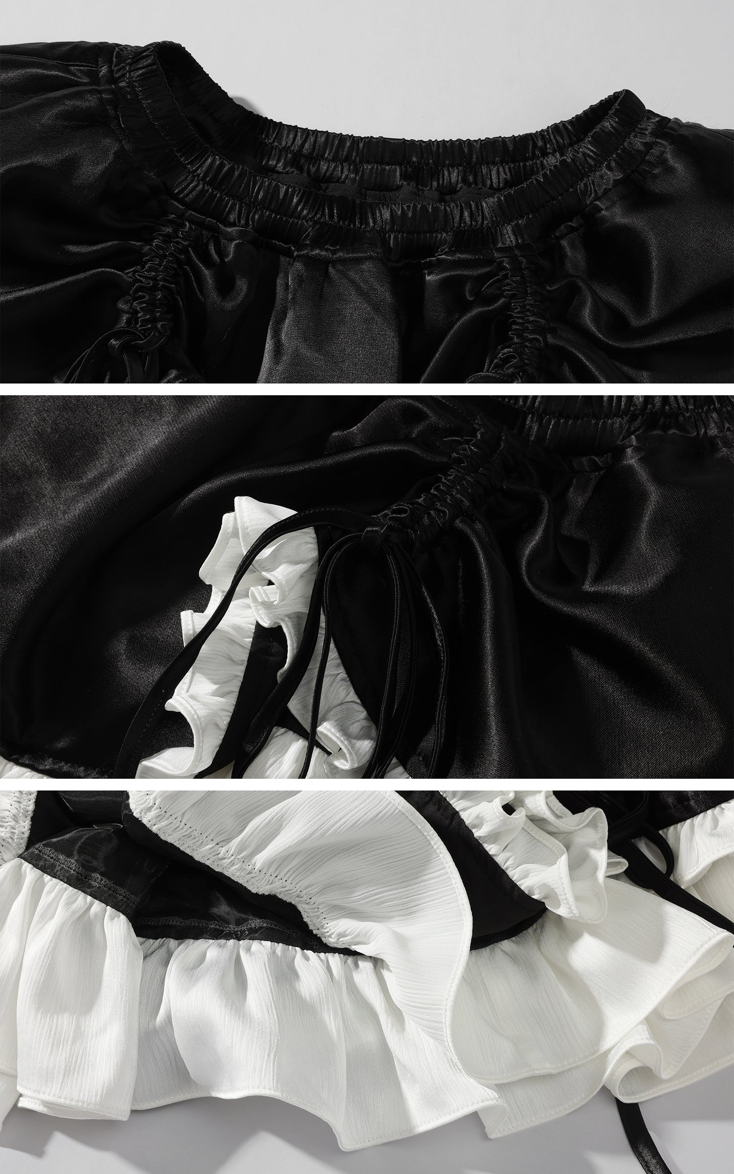 Rase le sol フリル付きブラックレイヤードスカート