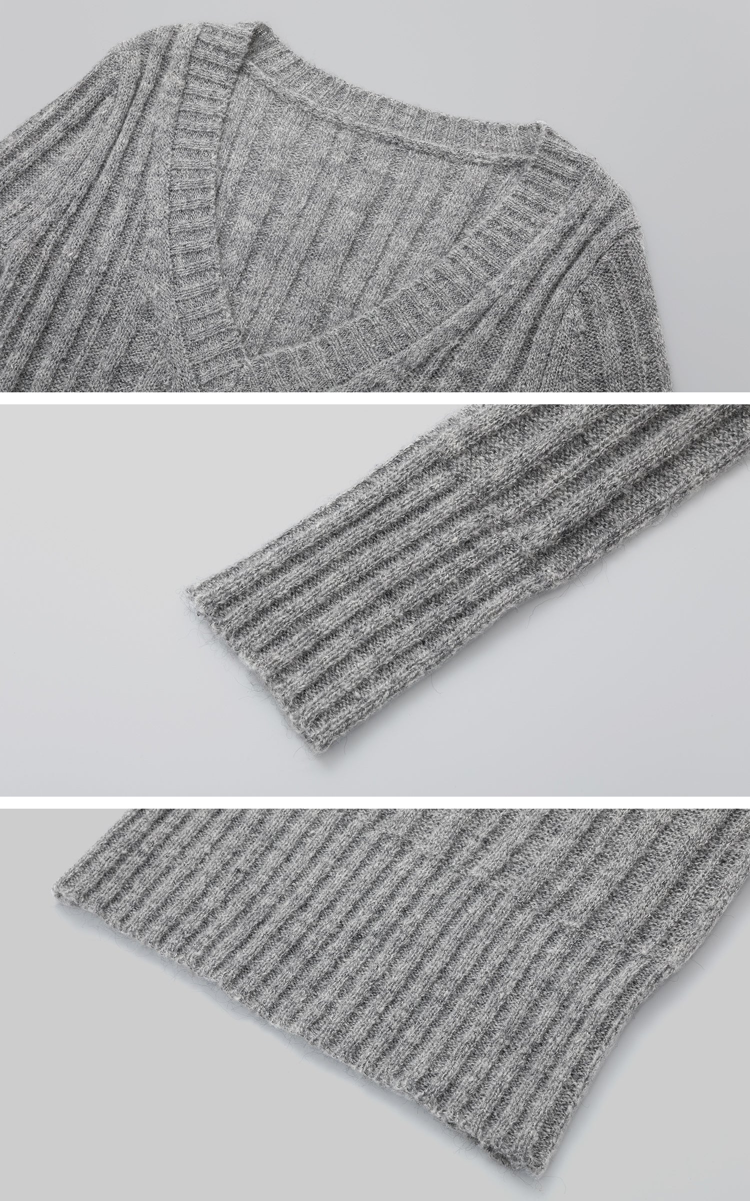 スリムフィット リブ Vネック ニットトップ