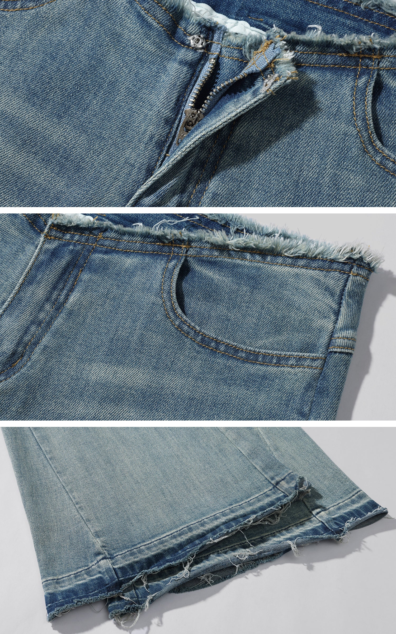 Rase le sol デコンストラクテッド生デニムフレアトラウザーズ