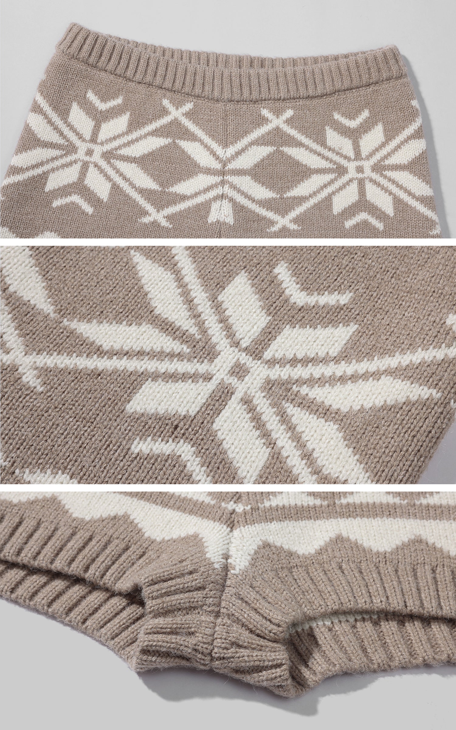 ROVENTE Nordic Jacquard Knit Cardigan Shorts and Scarf Set