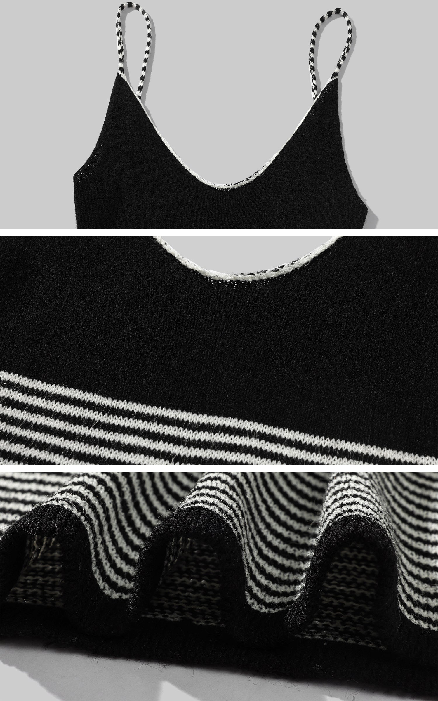 Low pixel ストライプニットスパゲッティストラップタンクトップ