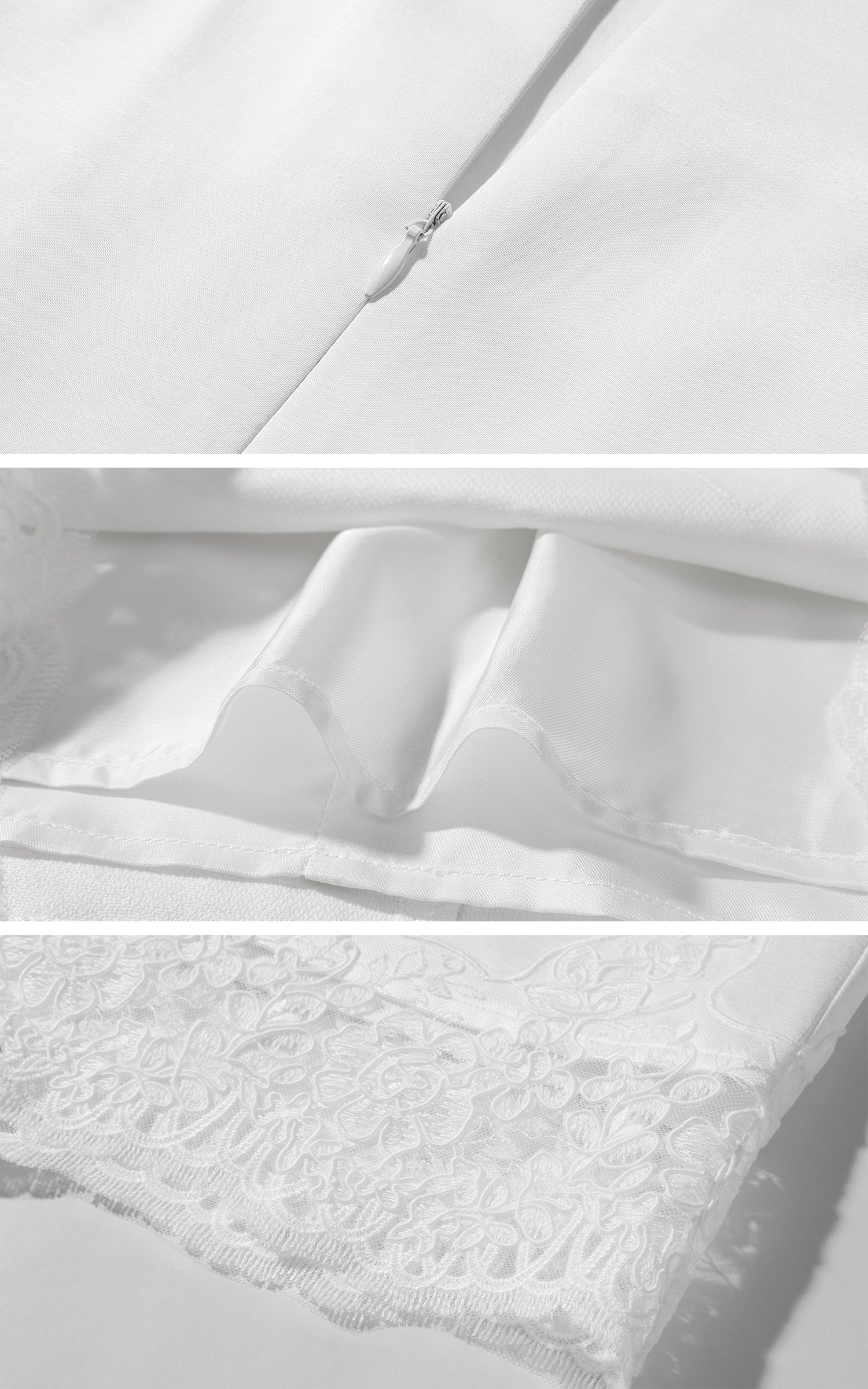 ROVENTE レーストリムサテンミディスカート（スリム）