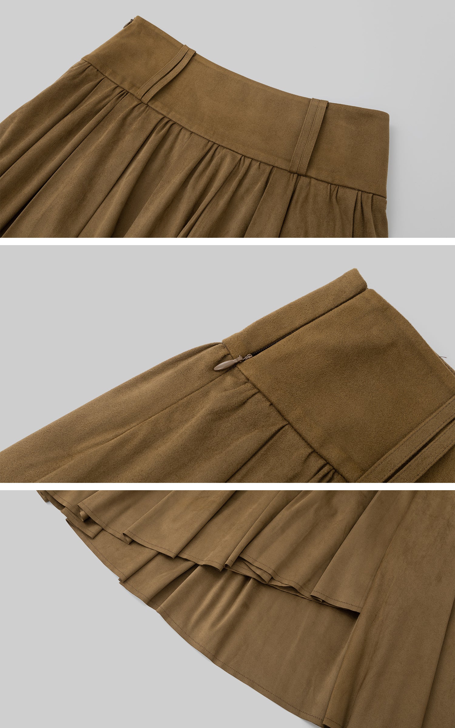 IAMXIAA アシンメトリックプリーツミディスカート ハイウエストディテール付き