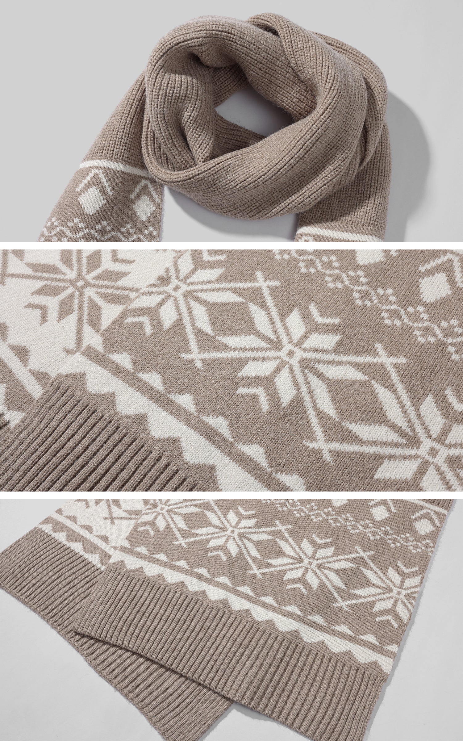 ROVENTE Nordic Jacquard Knit Cardigan Shorts and Scarf Set