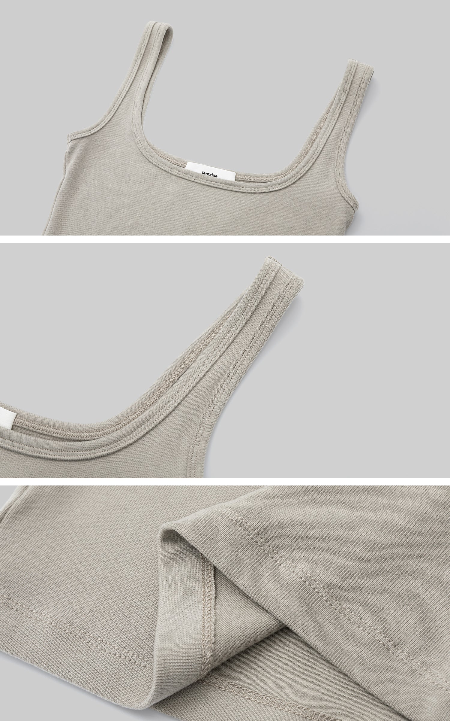 IAMXIAA スクエアネック スリムフィット タンクトップ