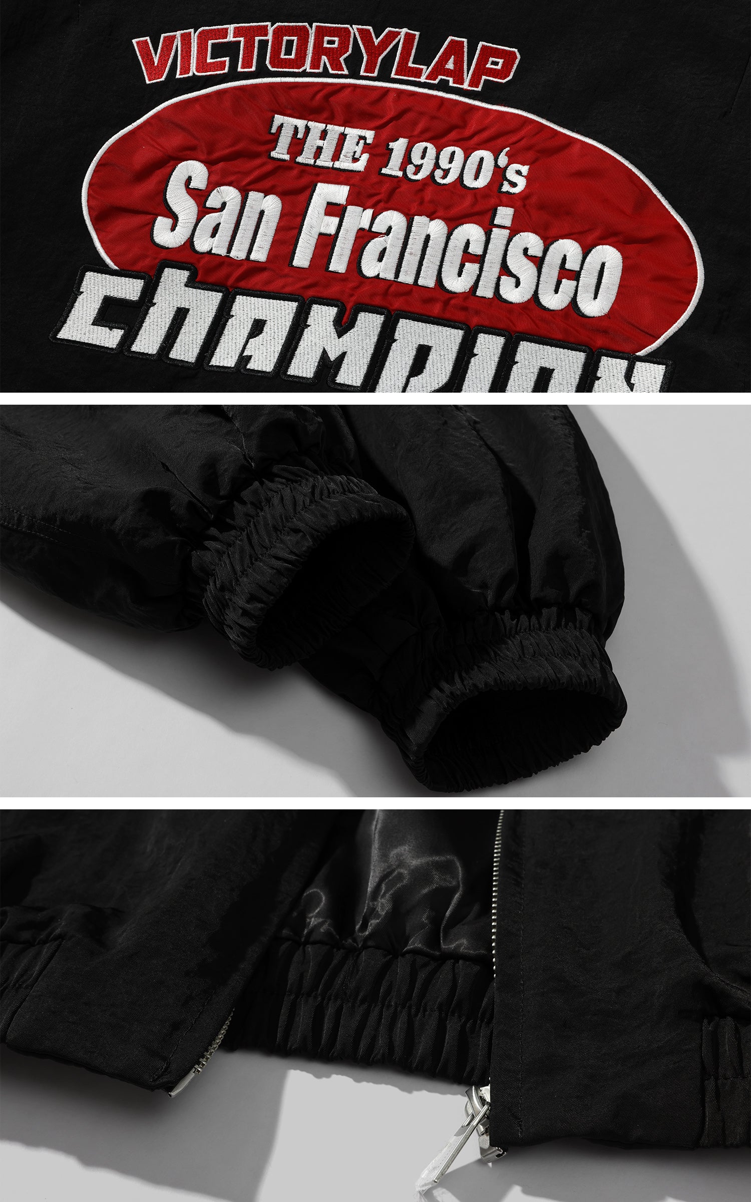 WARDEN EDGE Racing Patch Zip Jacket with Elastic Cuffs and Retro Embroidery