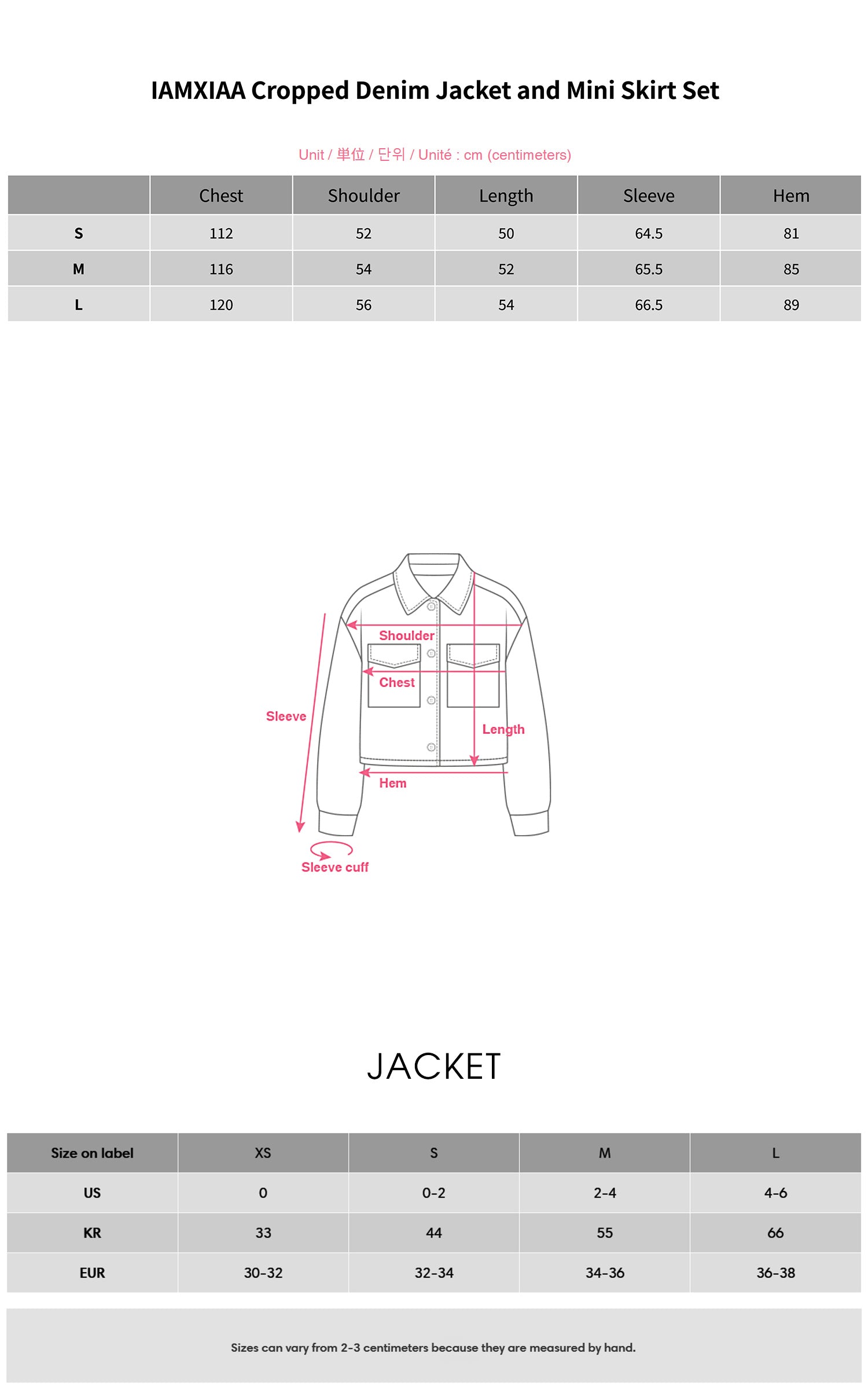 IAMXIAA クロップドデニムジャケット＆ミニスカートセット