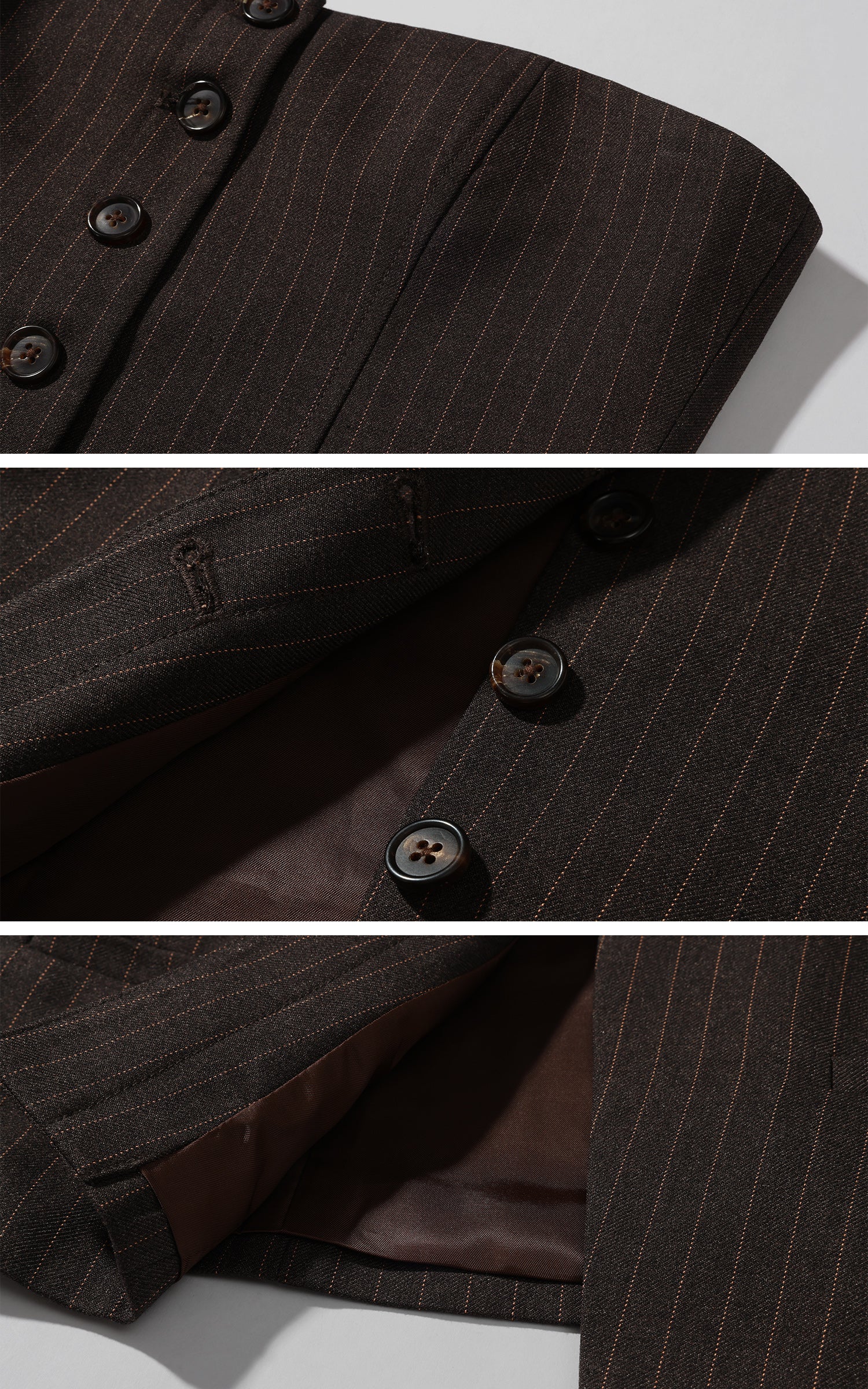 ROVENTE ブレザービスチェ＆ワイドパンツ付きテーラードピンストライプスーツセット