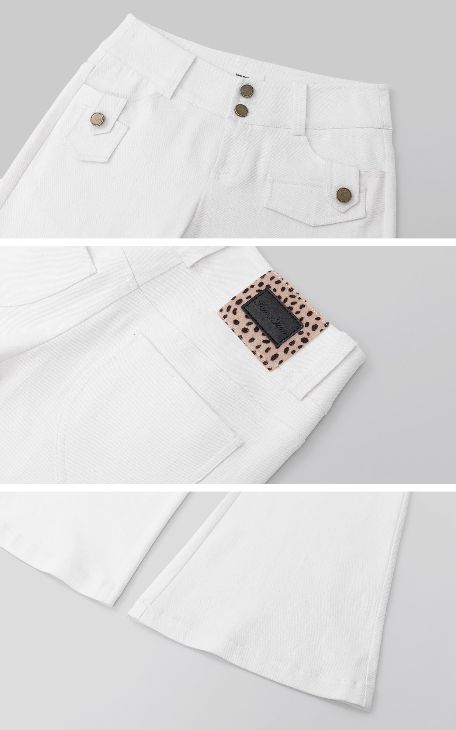 IAMXIAA ポケットディテール付きローライズフレアパンツ