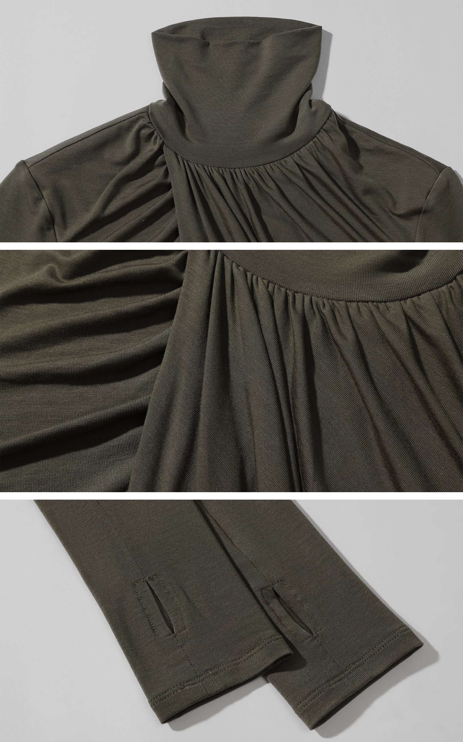 ROVENTE Draped Cropped Turtleneck Top