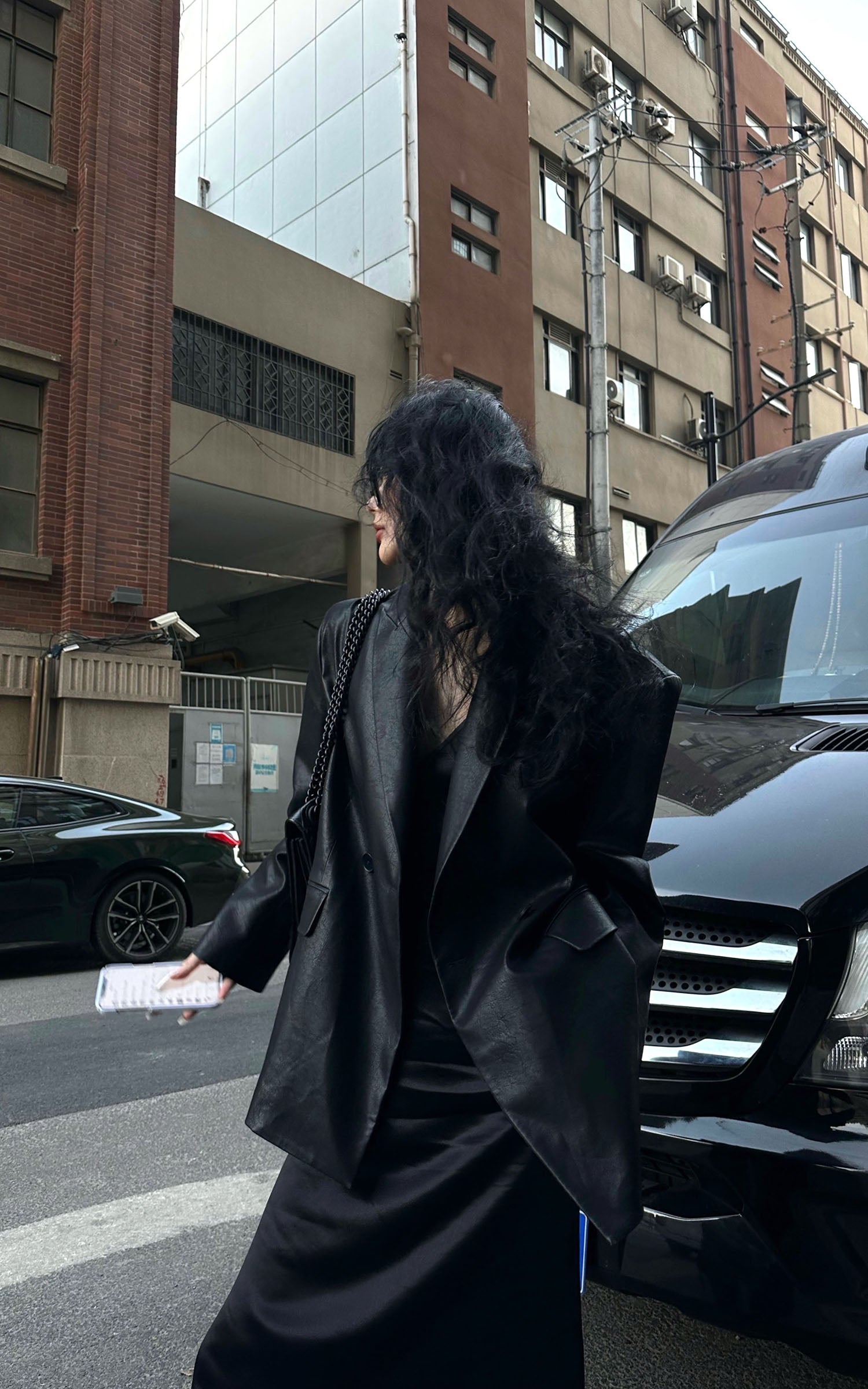 0122stepll オーバーサイズフェイクレザーブレザー