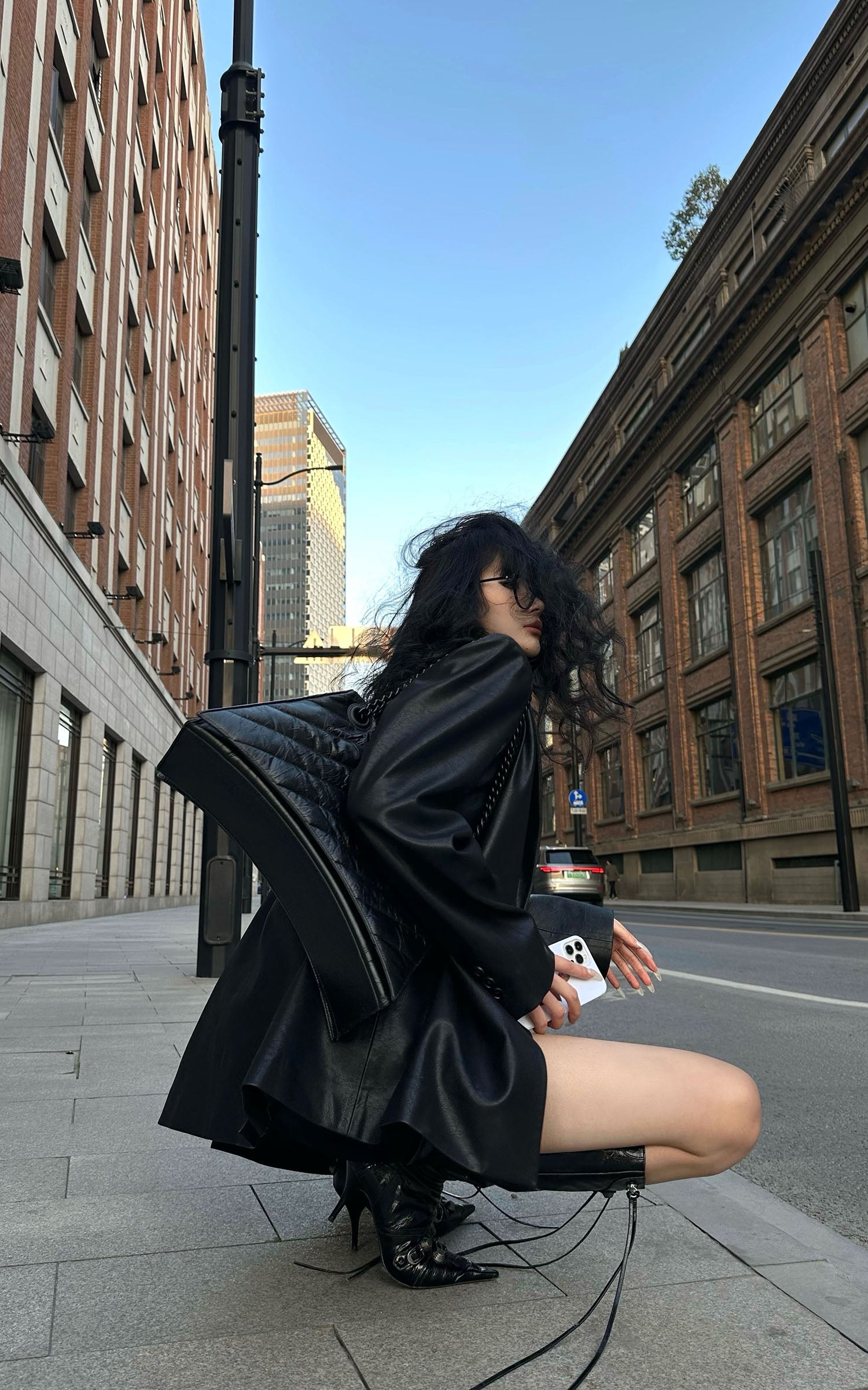 0122stepll オーバーサイズフェイクレザーブレザー