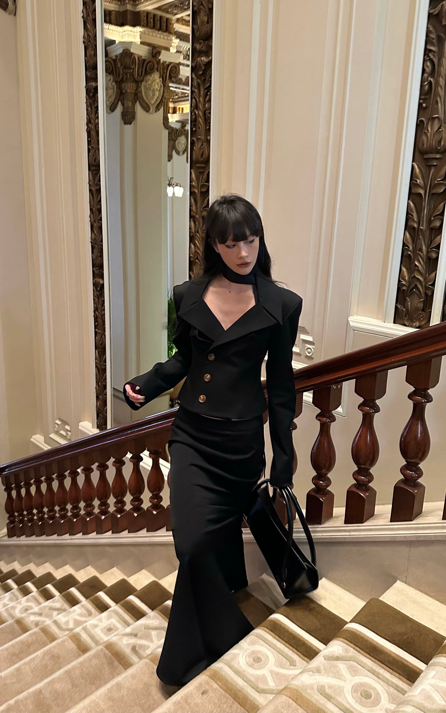 0122stepll Vネックテーラードブレザー＆スカートセット