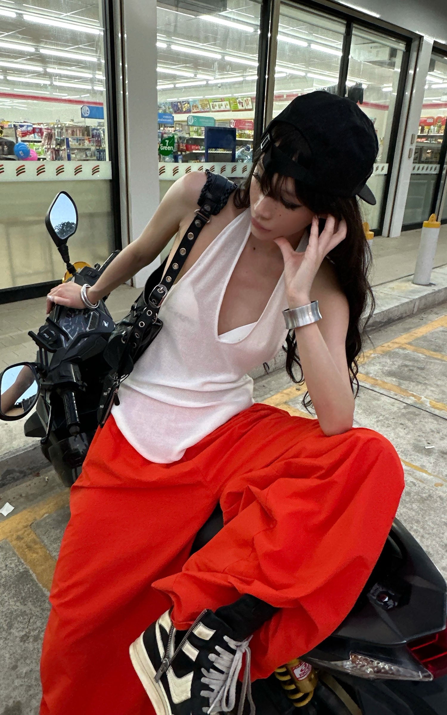 0122stepll リラックスワイドレッグパンツ