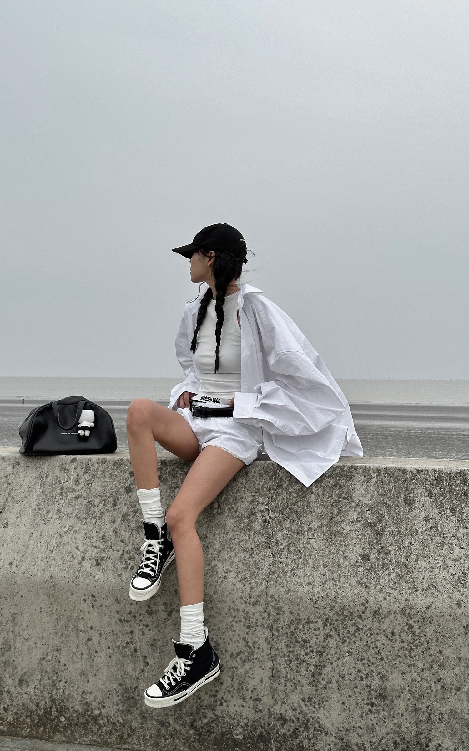 WARDEN EDGE Oversized Shirt &amp; Lace Trim Shorts Set - PINKPARKS