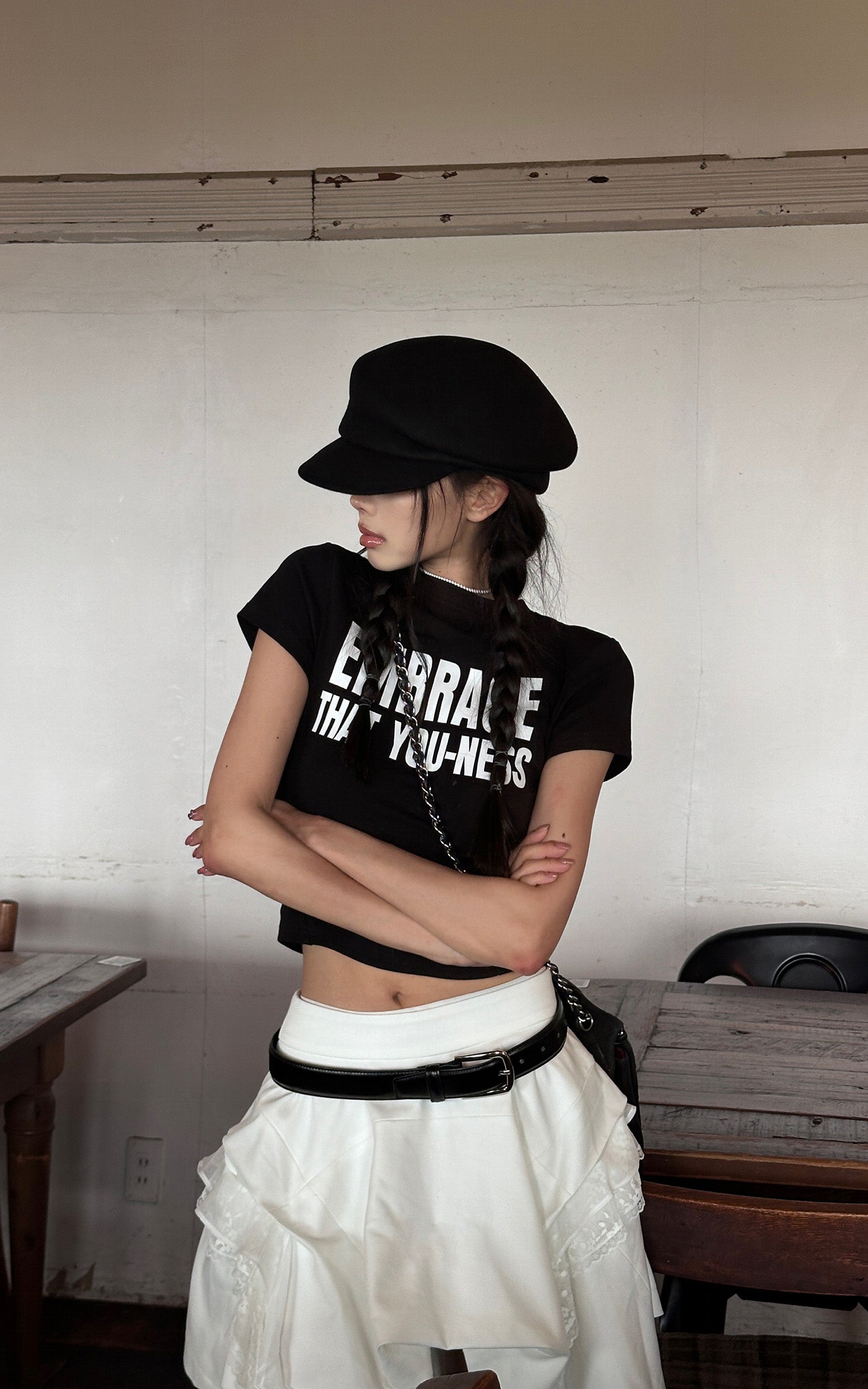 WARDEN EDGE Asymmetrical Skirt with Lace Streamers - PINKPARKS