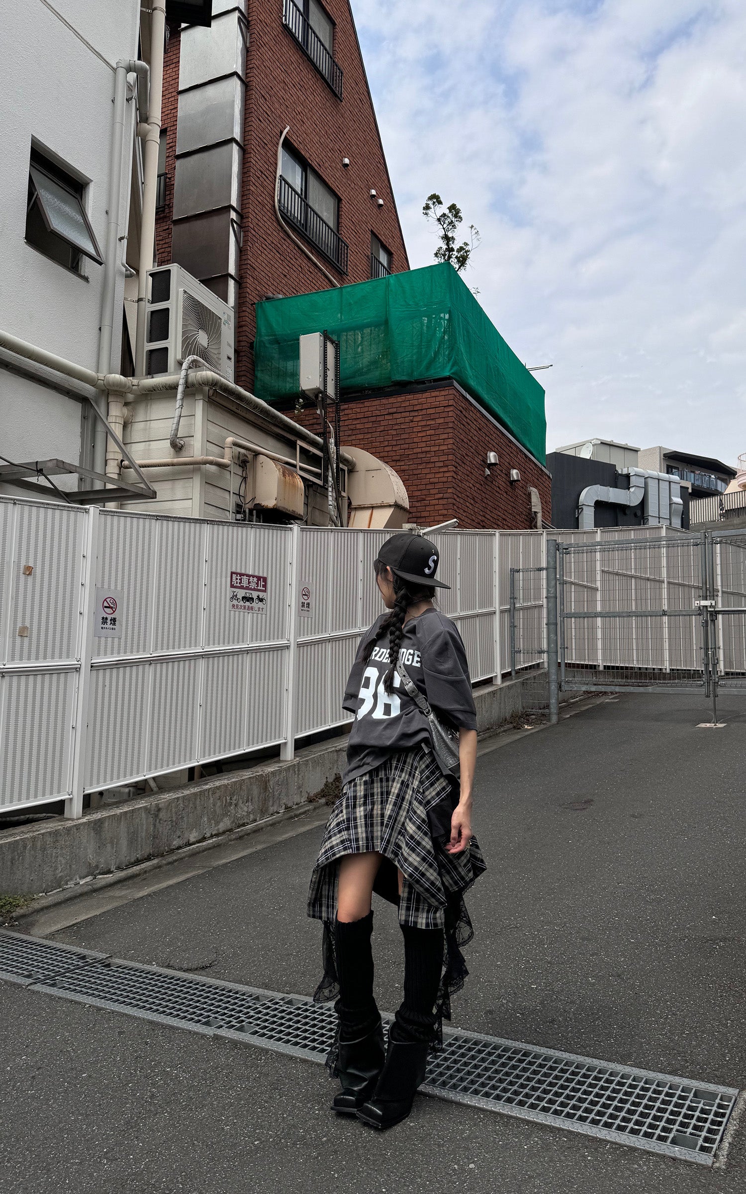 WARDEN EDGE Asymmetrical Plaid Skirt with Lace Paneling - PINKPARKS