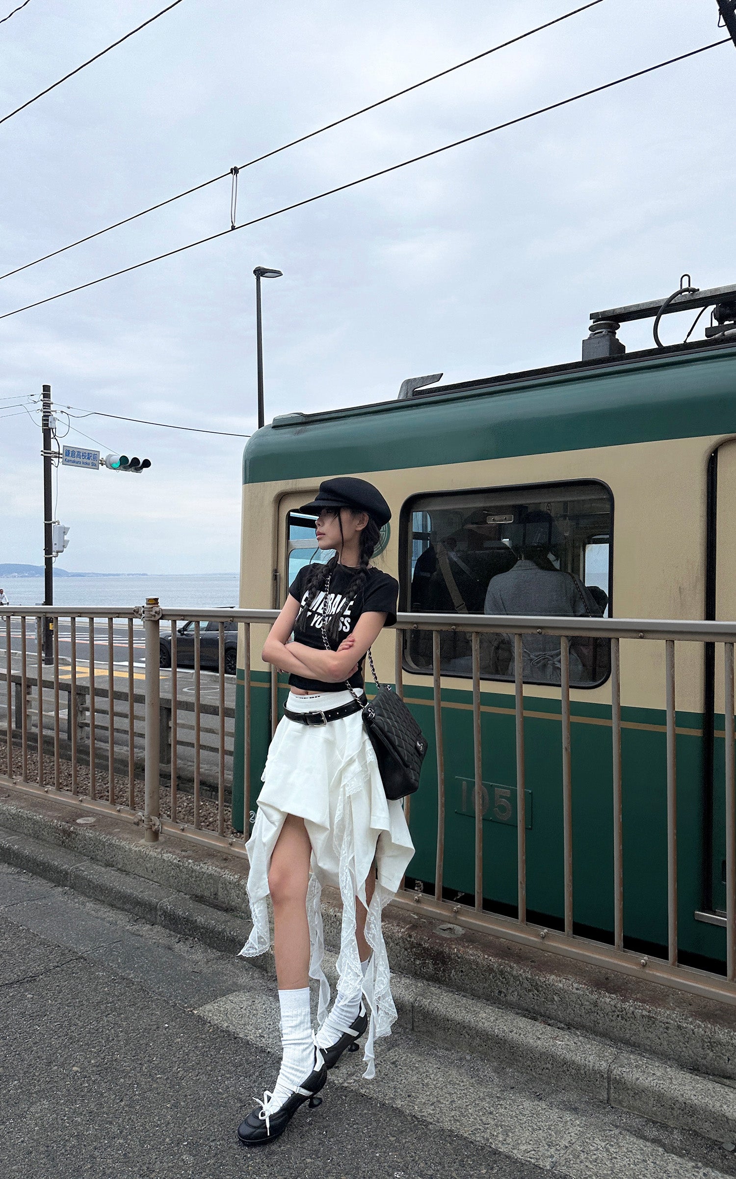 WARDEN EDGE Asymmetrical Skirt with Lace Streamers - PINKPARKS