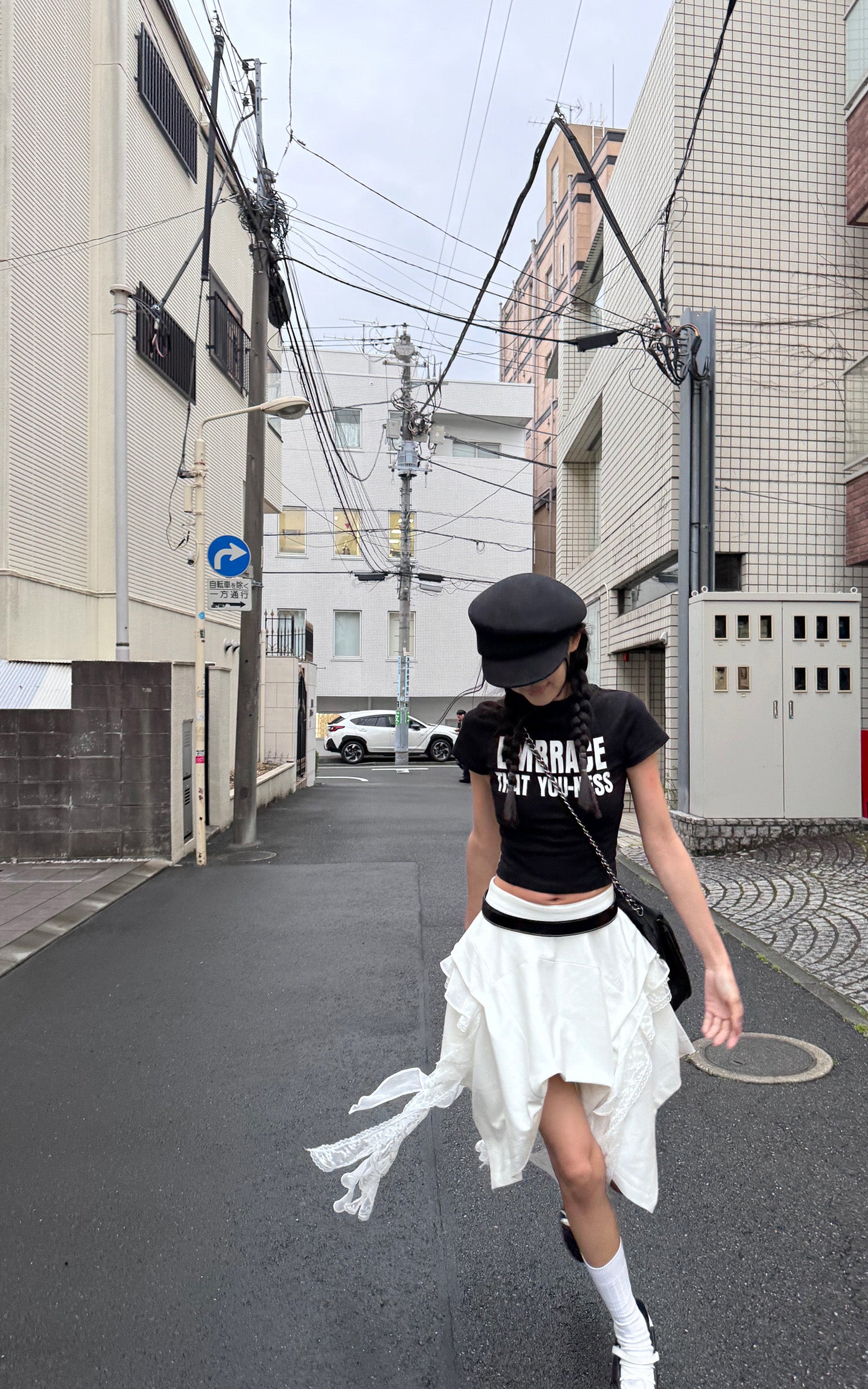 WARDEN EDGE Asymmetrical Skirt with Lace Streamers - PINKPARKS