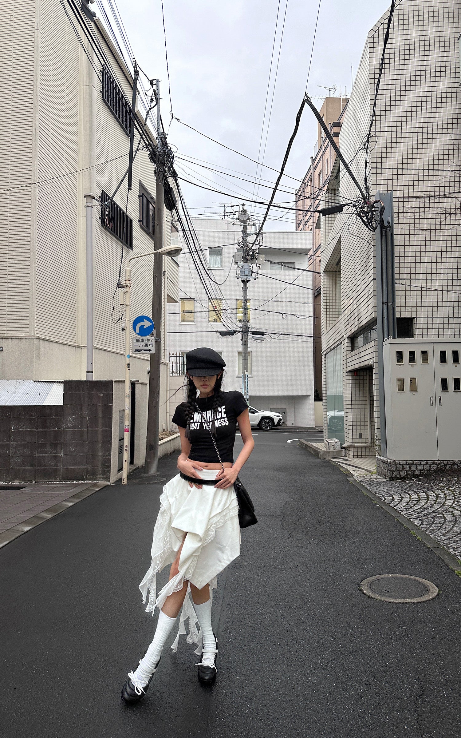 WARDEN EDGE Asymmetrical Skirt with Lace Streamers - PINKPARKS