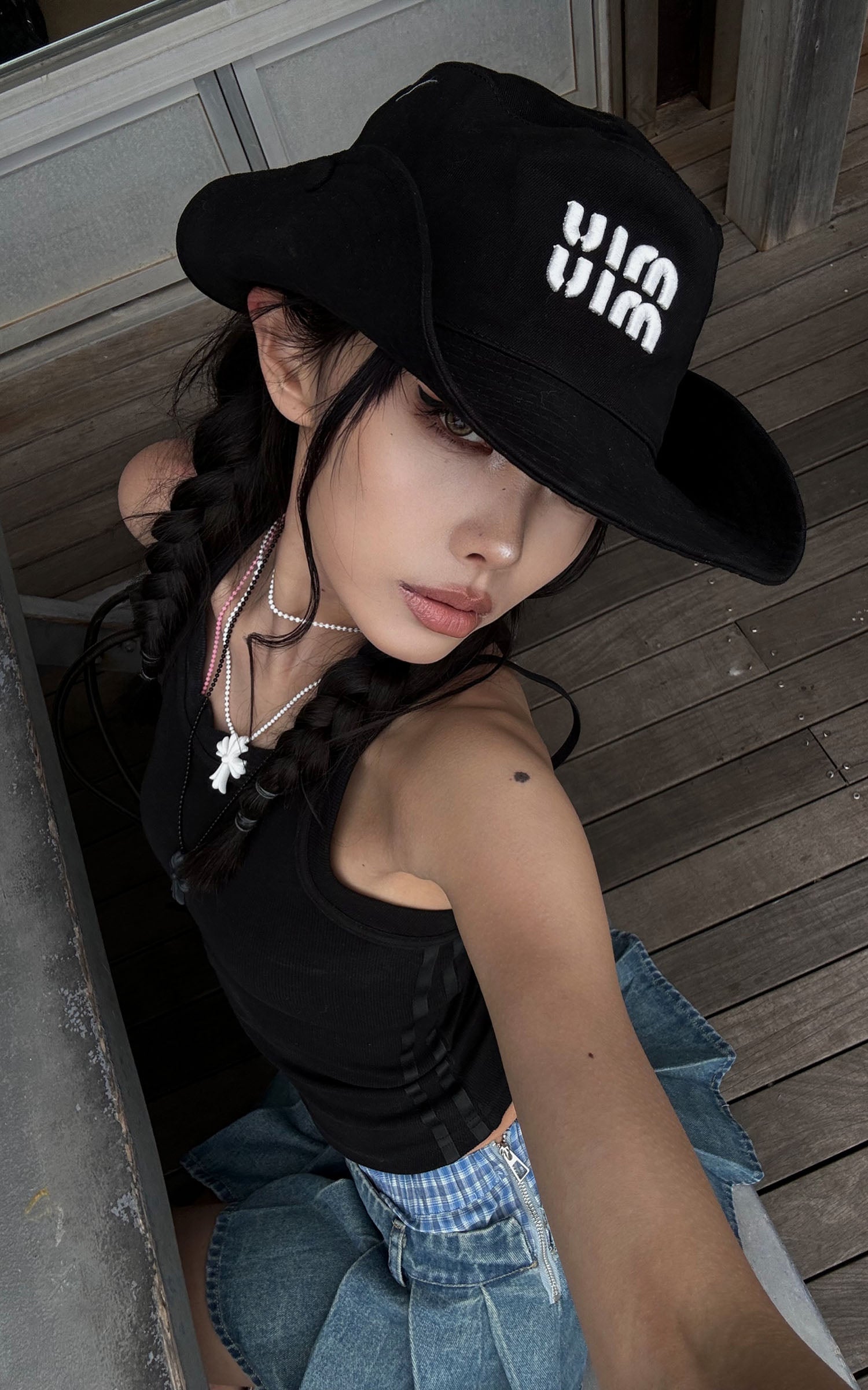 WARDEN EDGE Pleated Denim Micro Skirt with Contrast Waistband - PINKPARKS