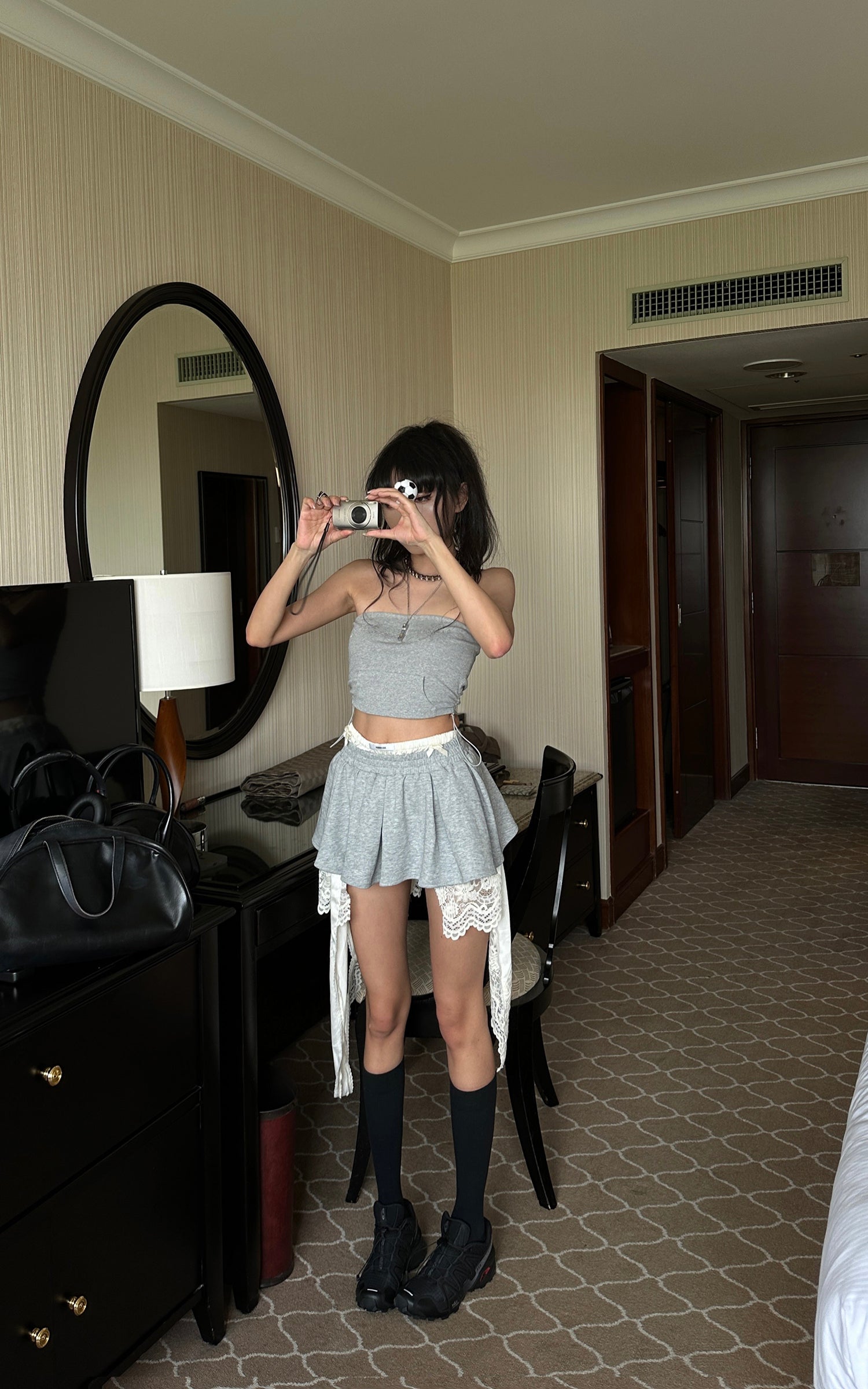 WARDEN EDGE Grey Contrast-Layered Lounge Set - PINKPARKS