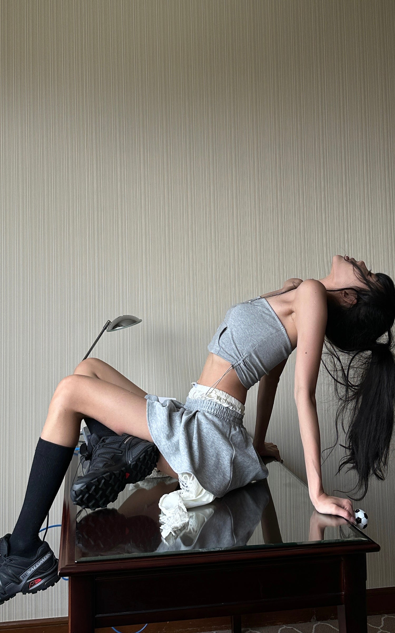 WARDEN EDGE Grey Contrast-Layered Lounge Set - PINKPARKS