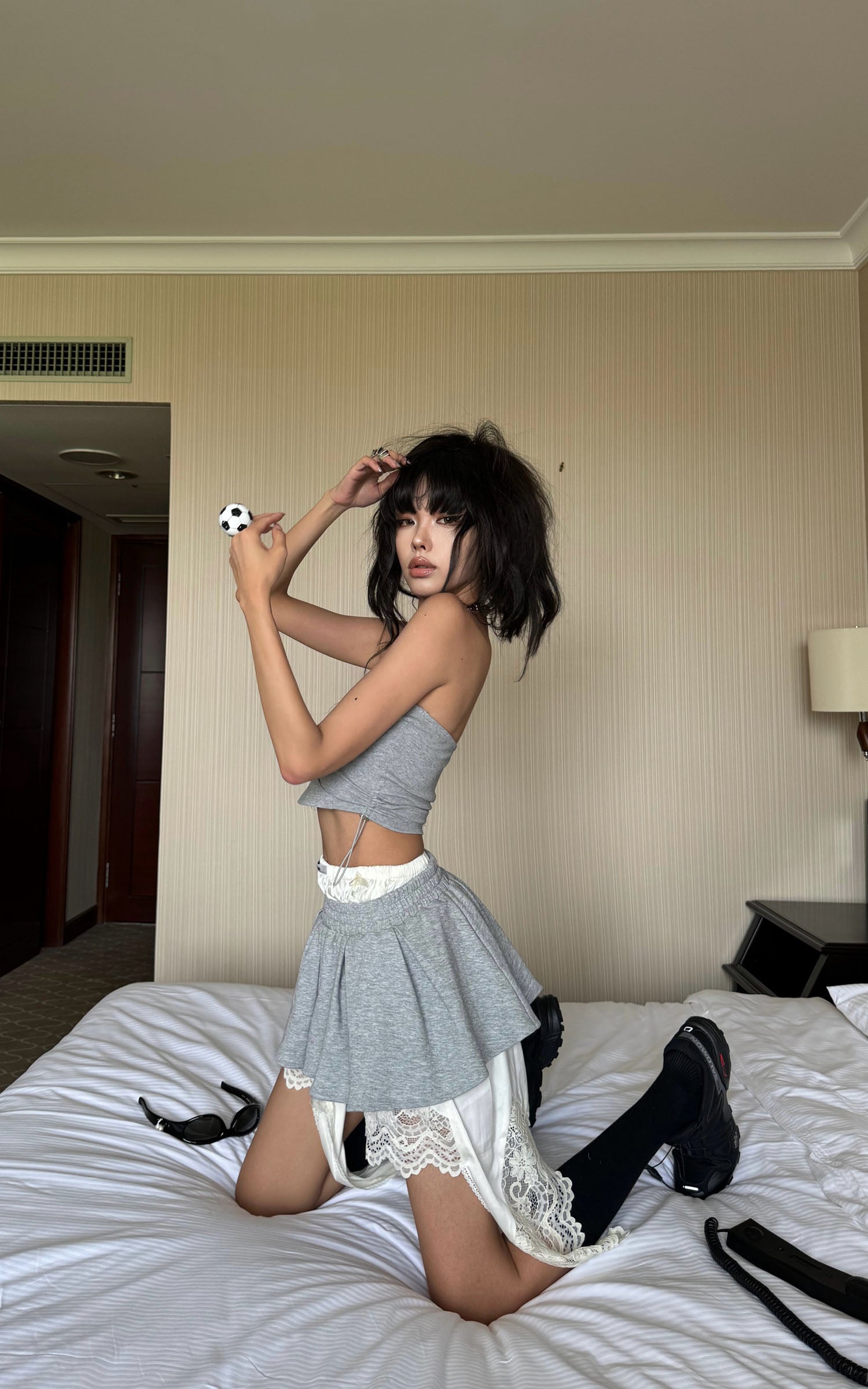 WARDEN EDGE Grey Contrast-Layered Lounge Set - PINKPARKS