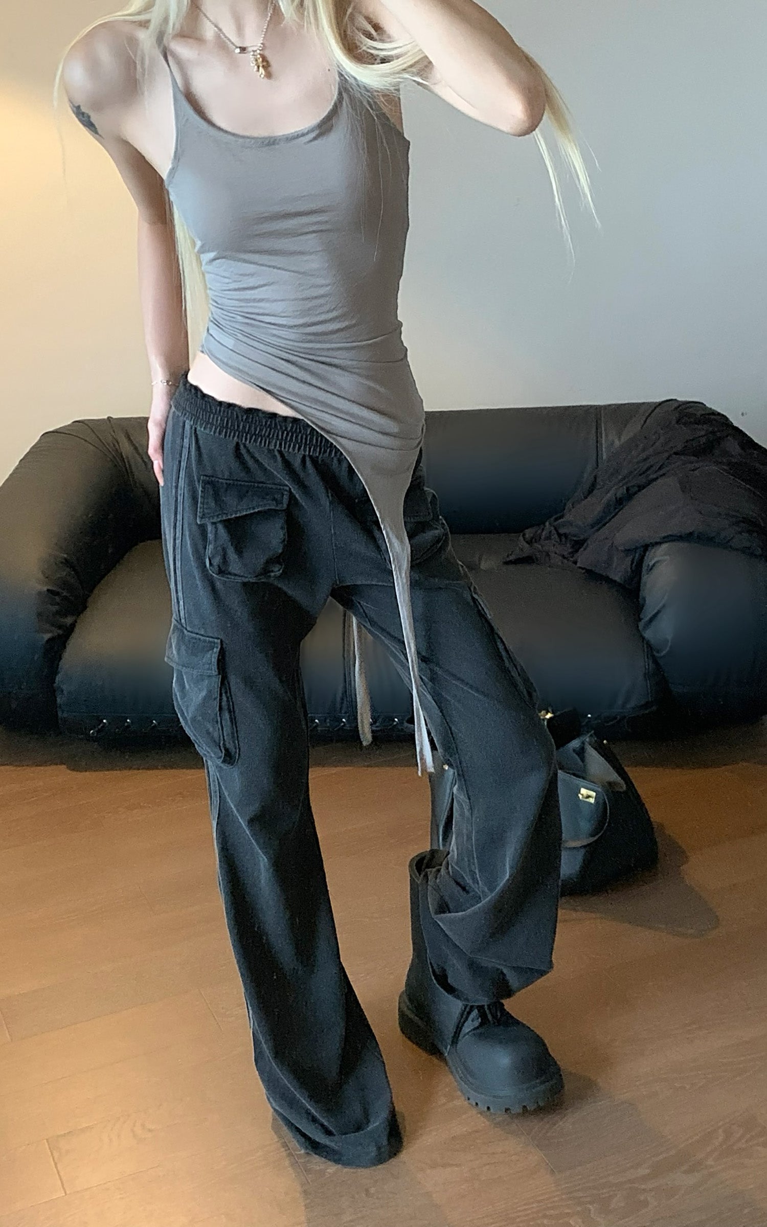 Rase le sol wide-leg utility cargo pants - PINKPARKS