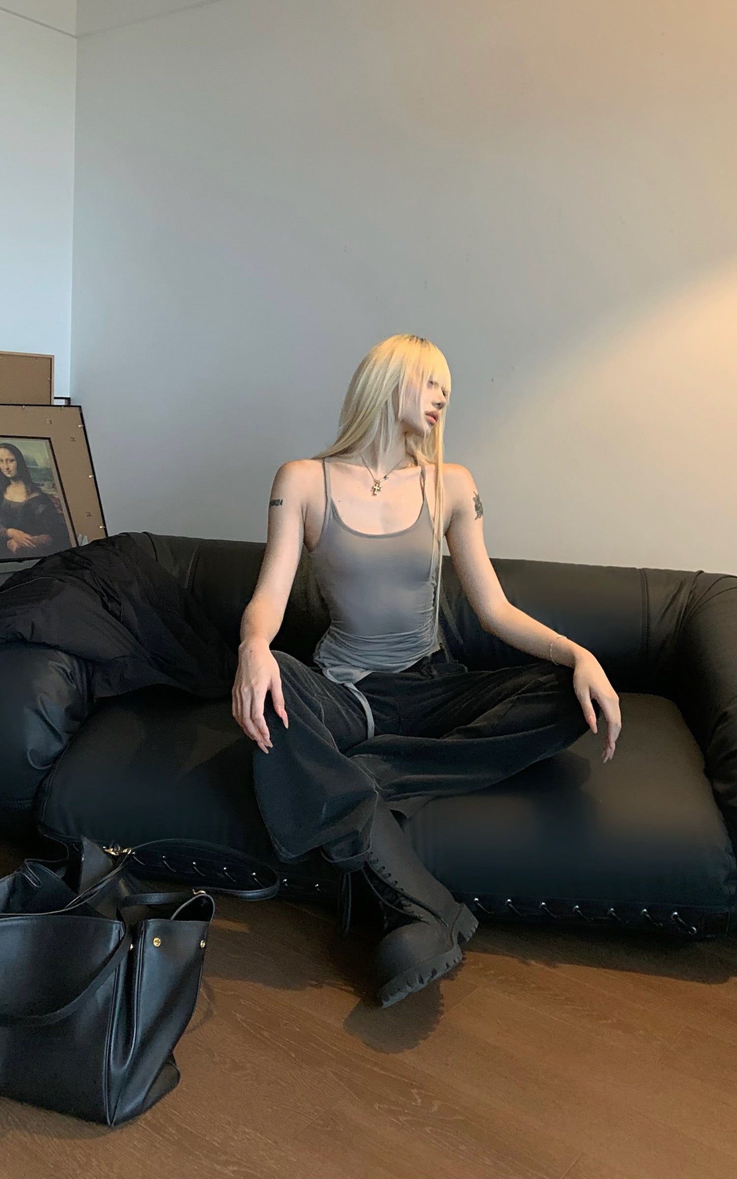 Rase le sol Asymmetrical Hem Sheer Tank Top - PINKPARKS