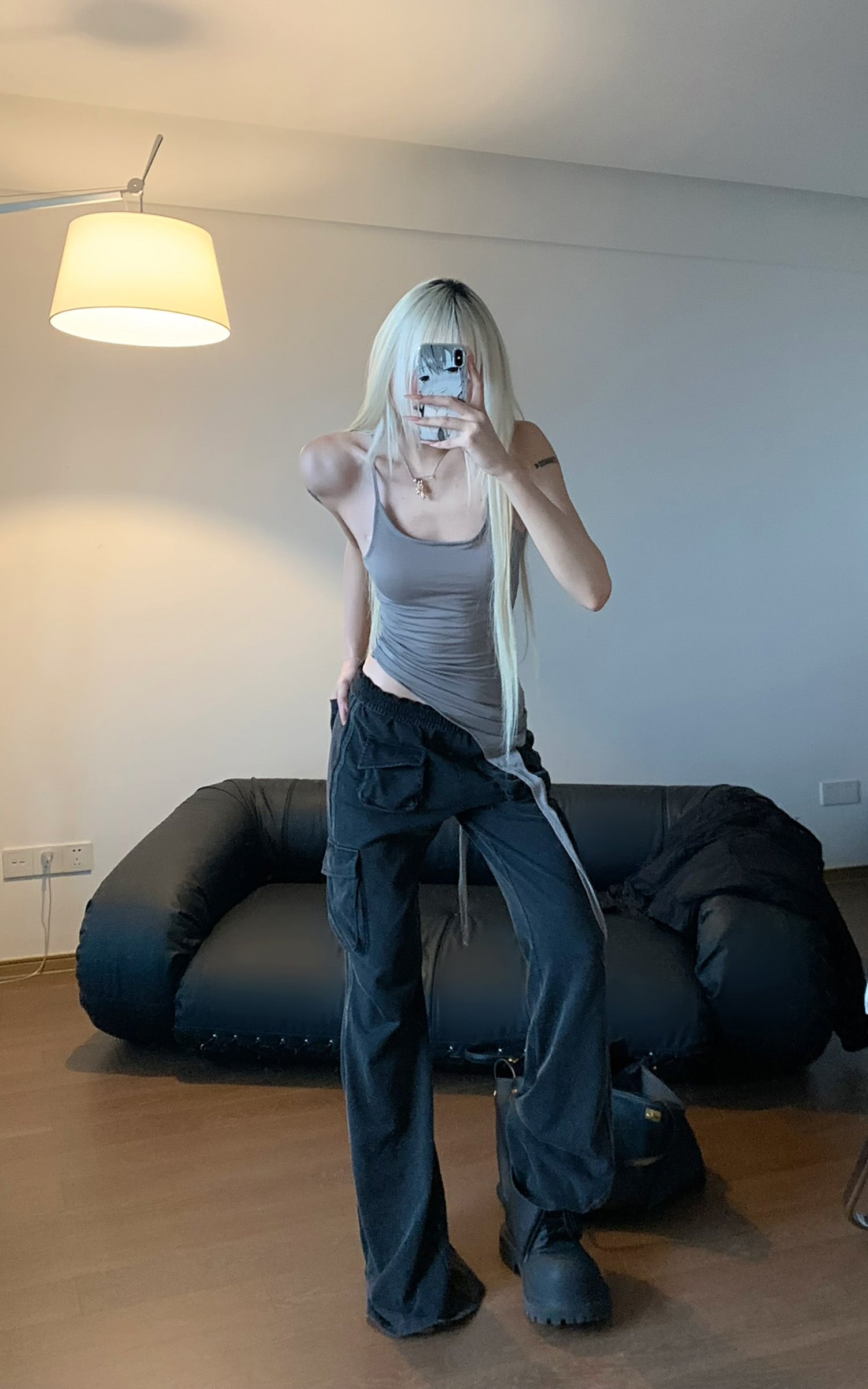 Rase le sol Asymmetrical Hem Sheer Tank Top - PINKPARKS