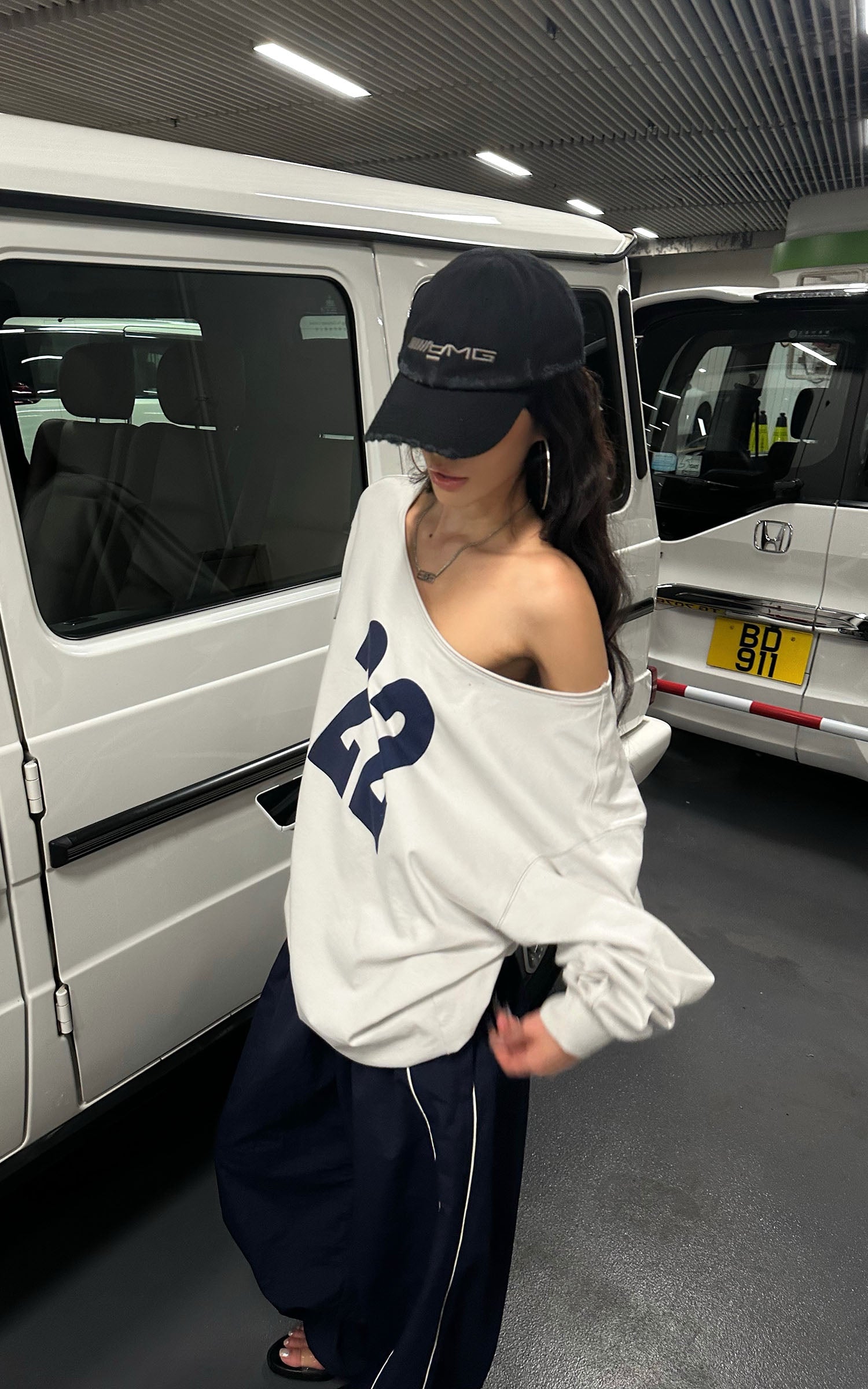 0122stepll アメリカンオフショルダー スウェットシャツ