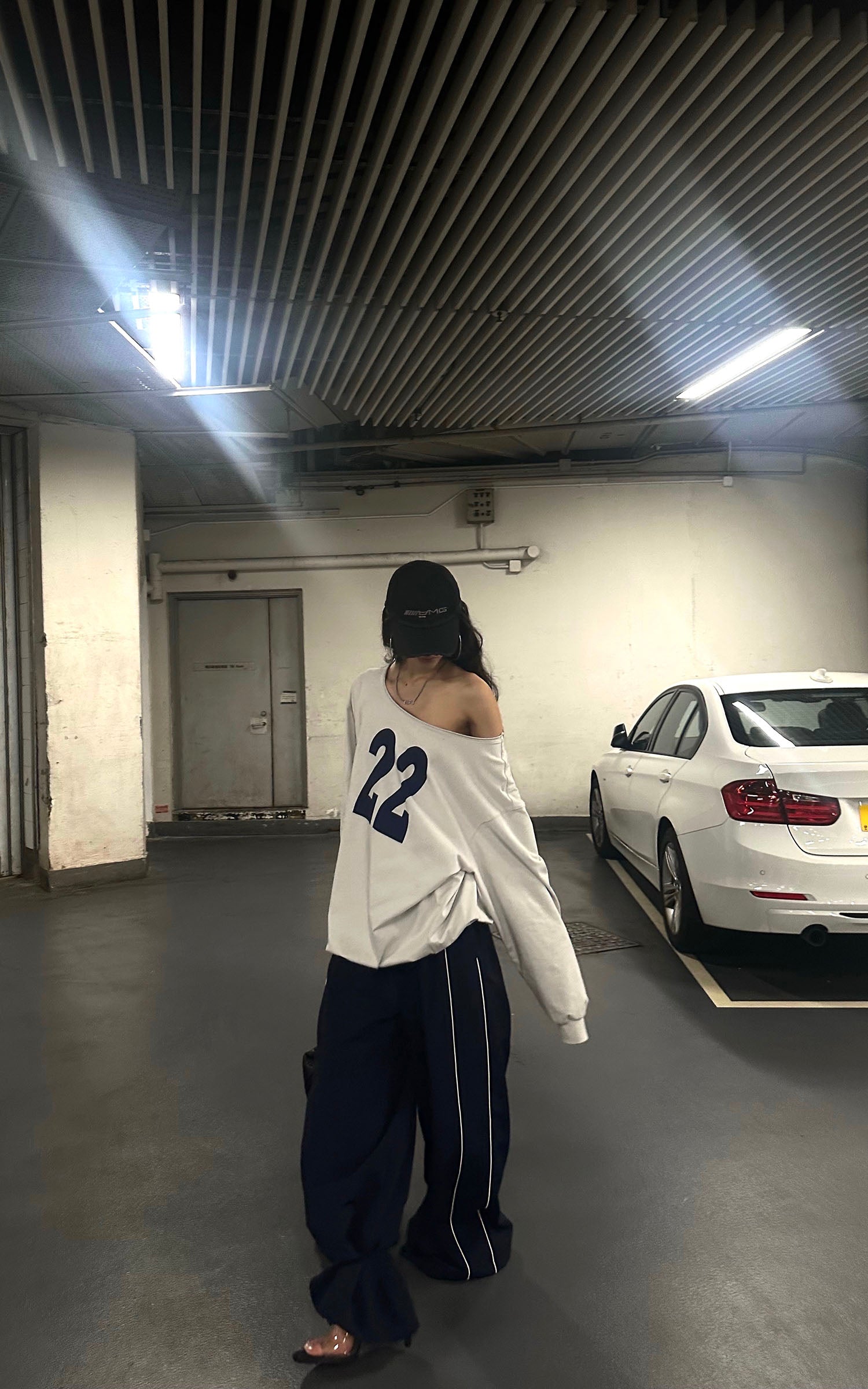 0122stepll アメリカンオフショルダー スウェットシャツ