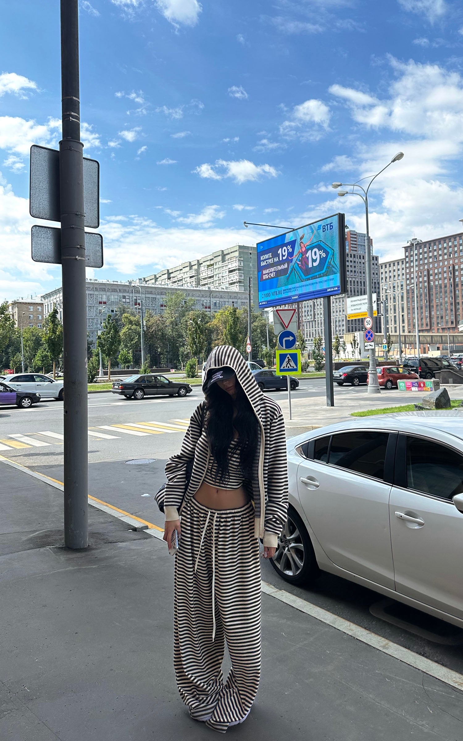 0122stepll ストライプトップ、タンク、パンツの3点セット