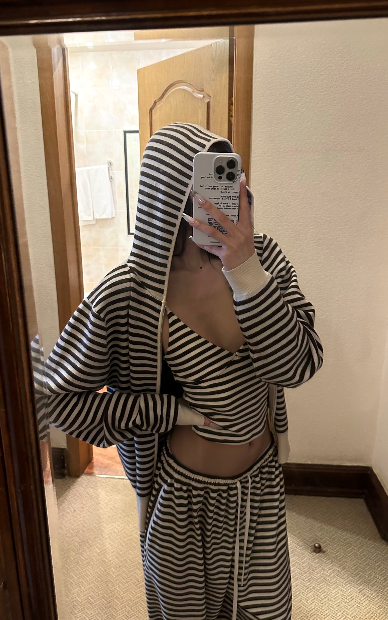 0122stepll ストライプトップ、タンク、パンツの3点セット