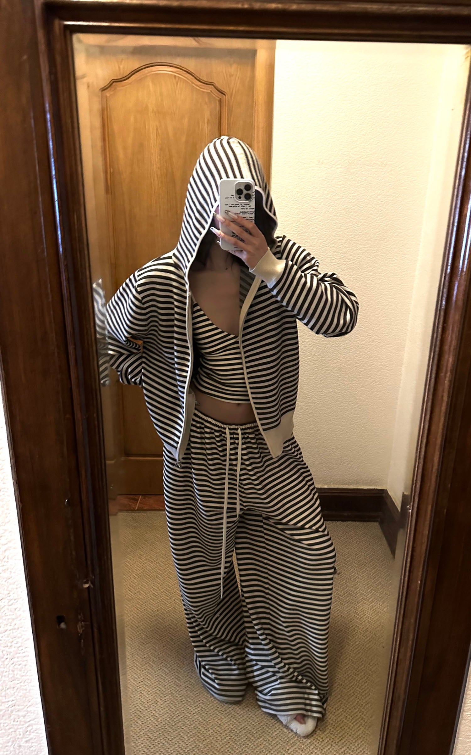 0122stepll ストライプトップ、タンク、パンツの3点セット