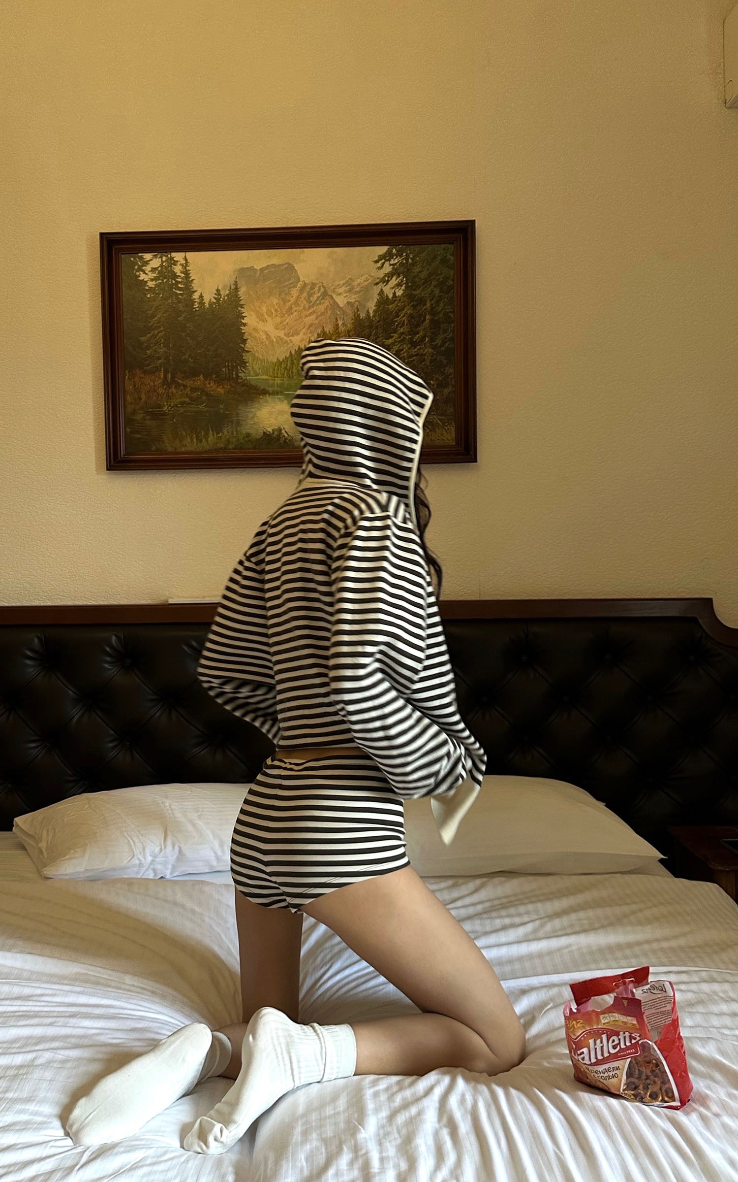 0122stepll ストライプトップ、タンク、パンツの3点セット