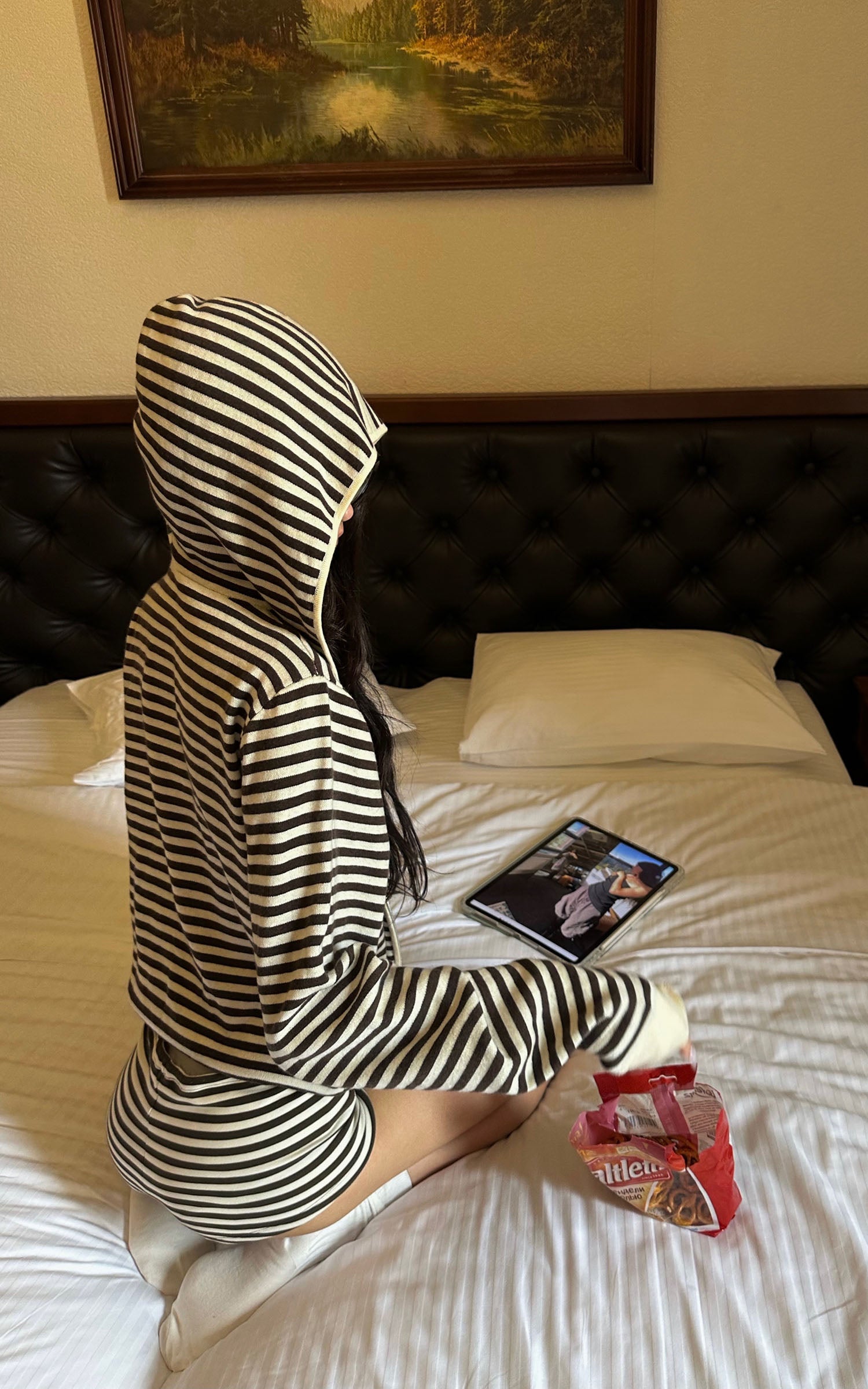 0122stepll ストライプトップ、タンク、パンツの3点セット