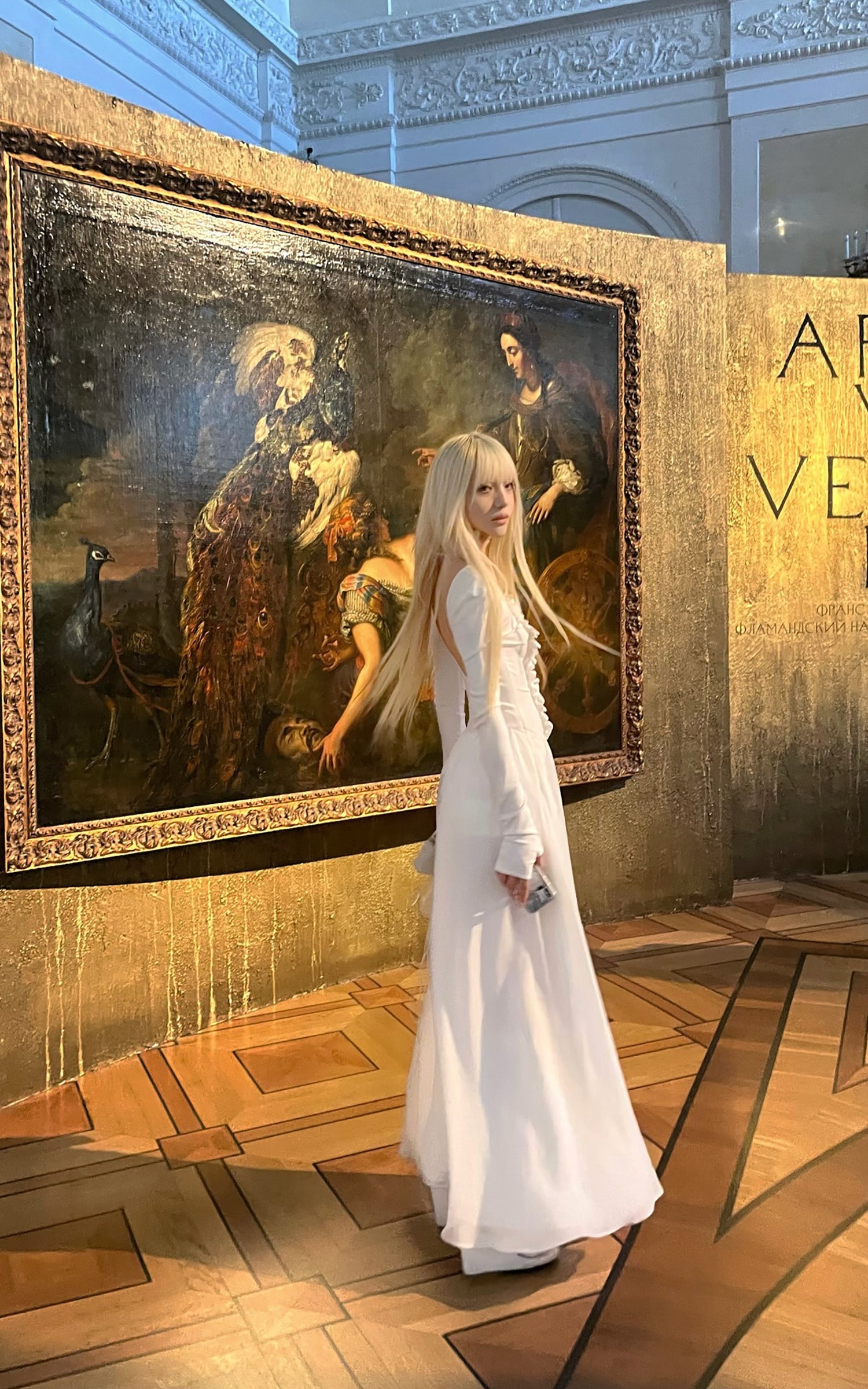 Rase le sol Long Sleeve Dress with Cross Embroidery and Lace Trim - PINKPARKS