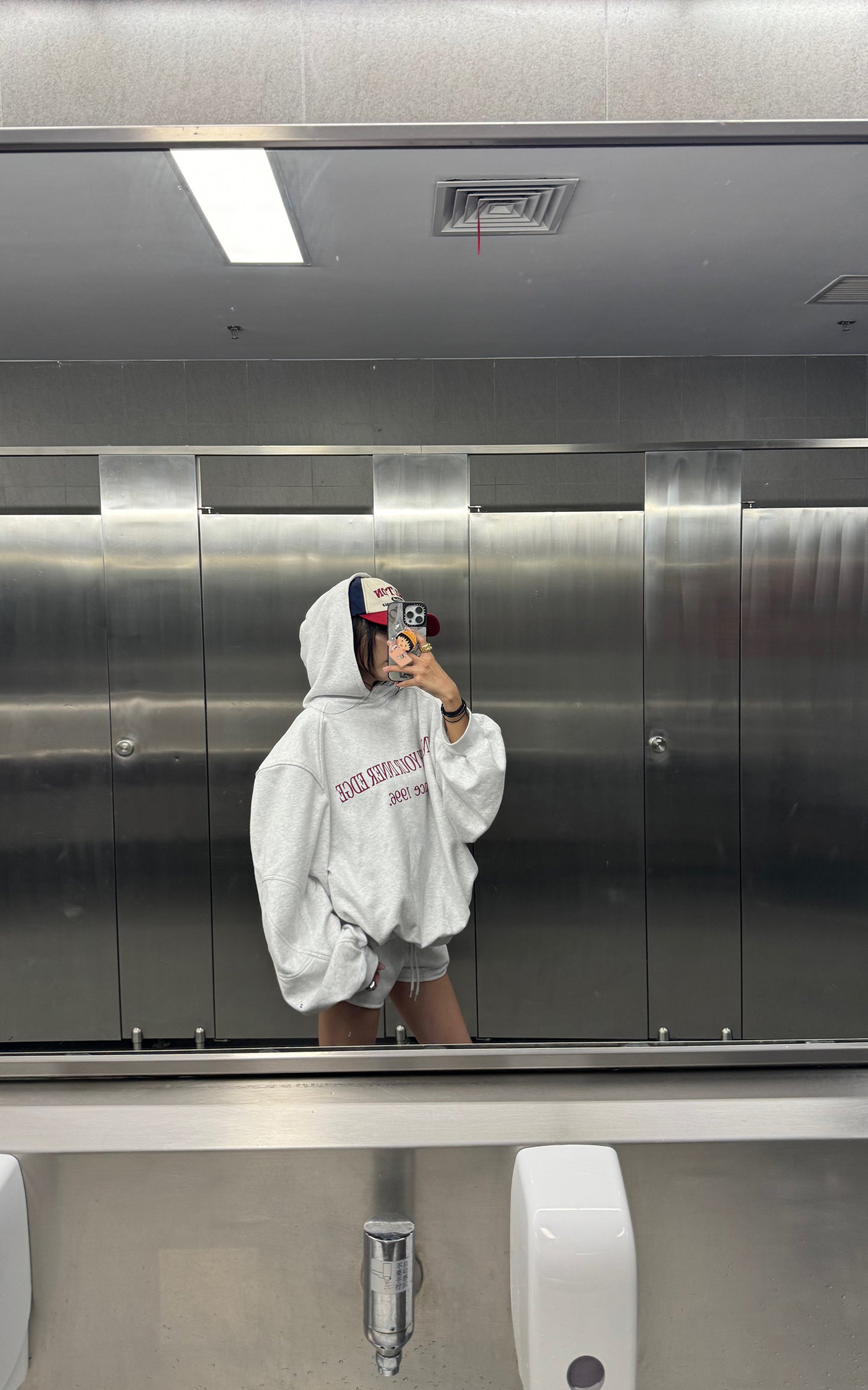 WARDEN EDGE Retro Lettering Print Hoodie + High-Waisted Shorts Set - PINKPARKS