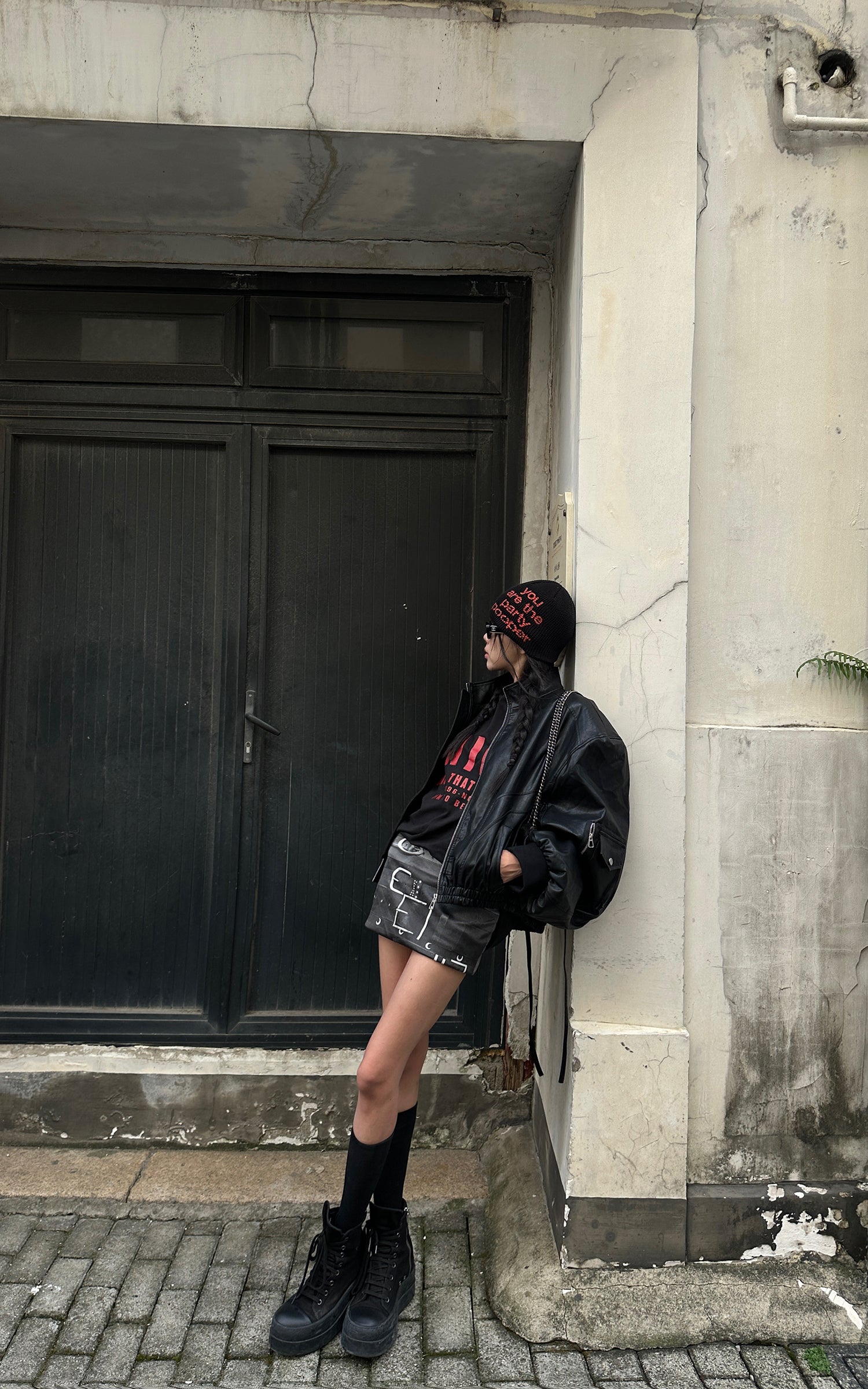 WARDEN EDGE Belt-Print Mini Skirt - PINKPARKS