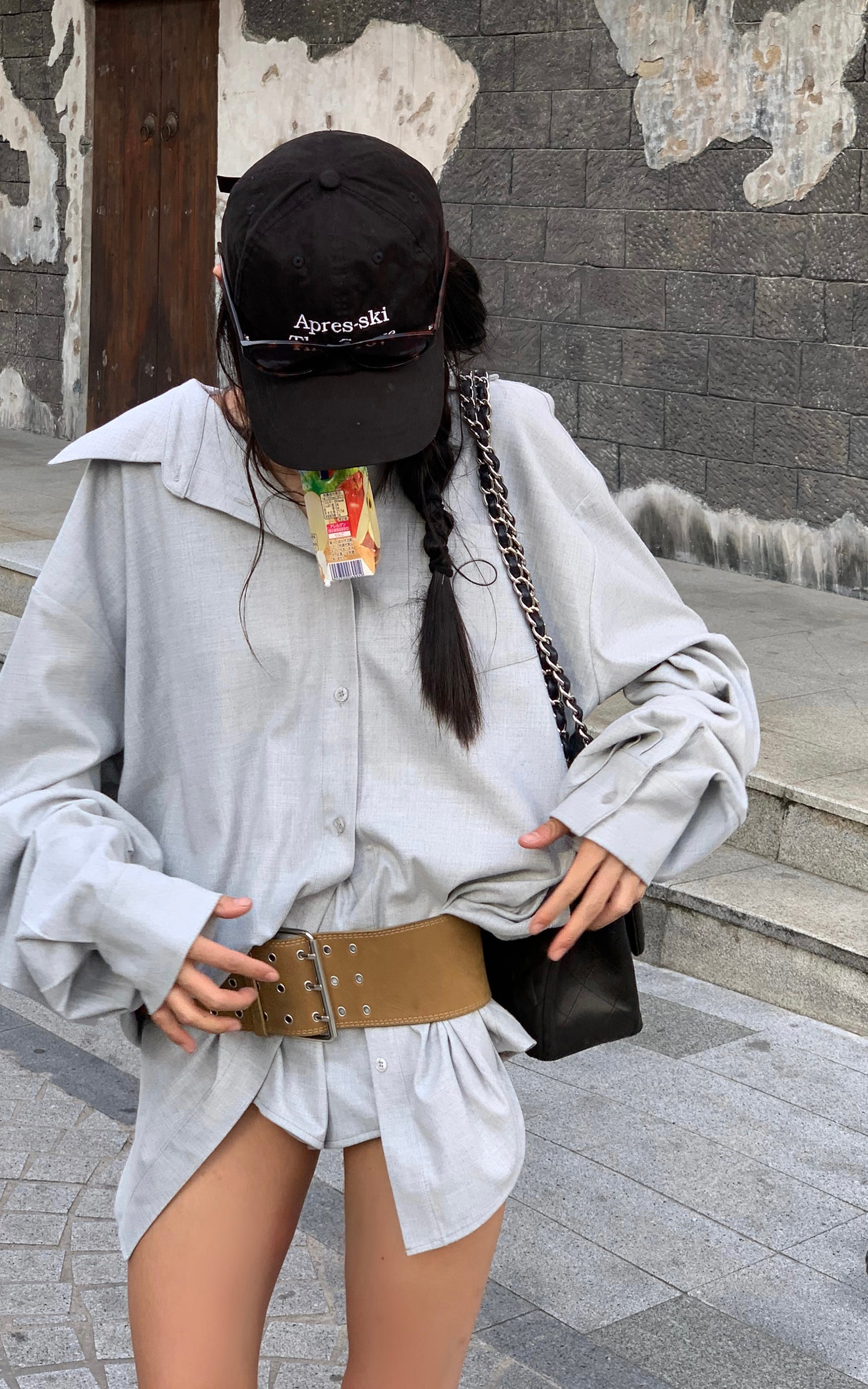 WARDEN EDGE Oversized Shirt Jacket + Layered Shorts Set - PINKPARKS