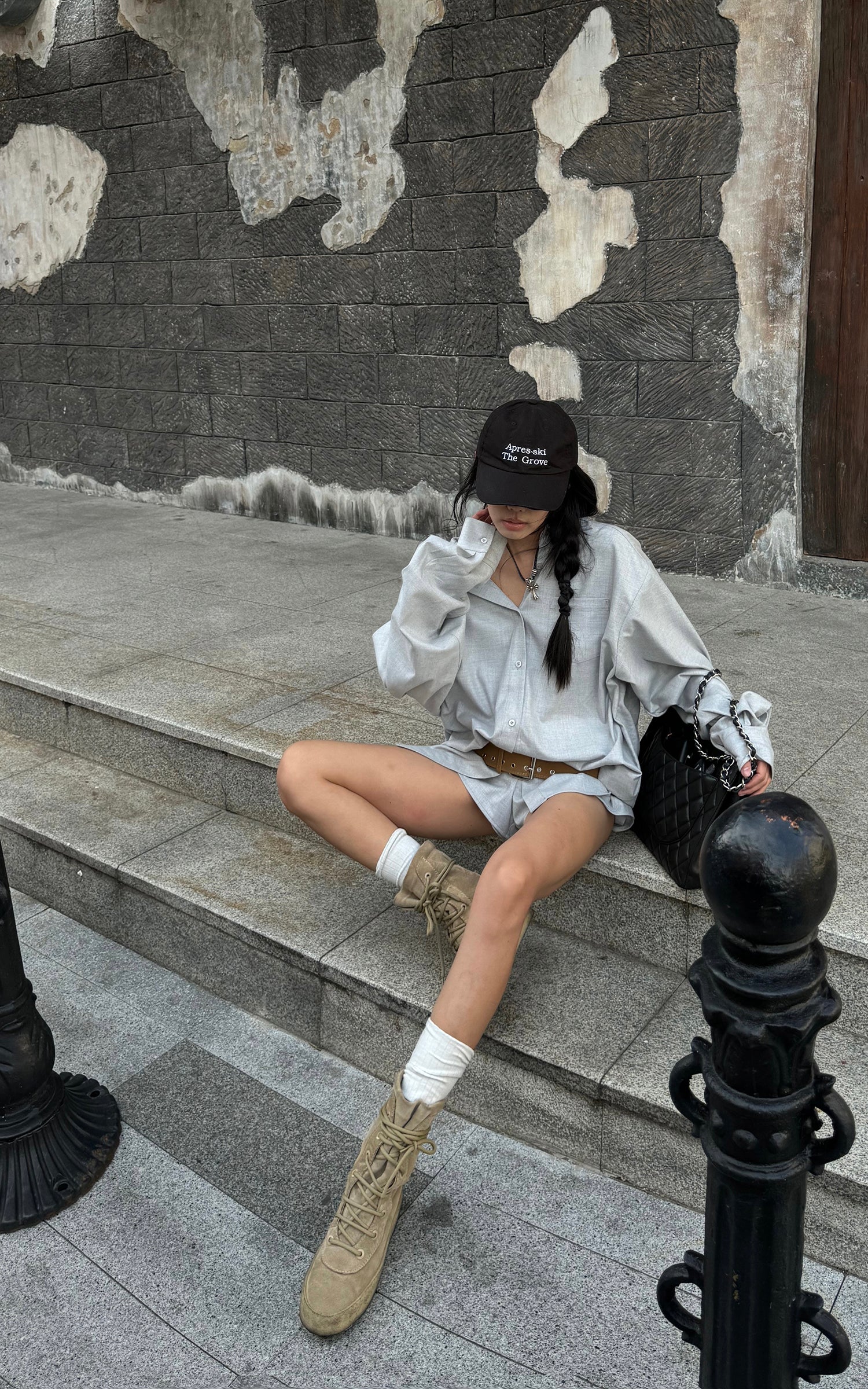 WARDEN EDGE Oversized Shirt Jacket + Layered Shorts Set - PINKPARKS