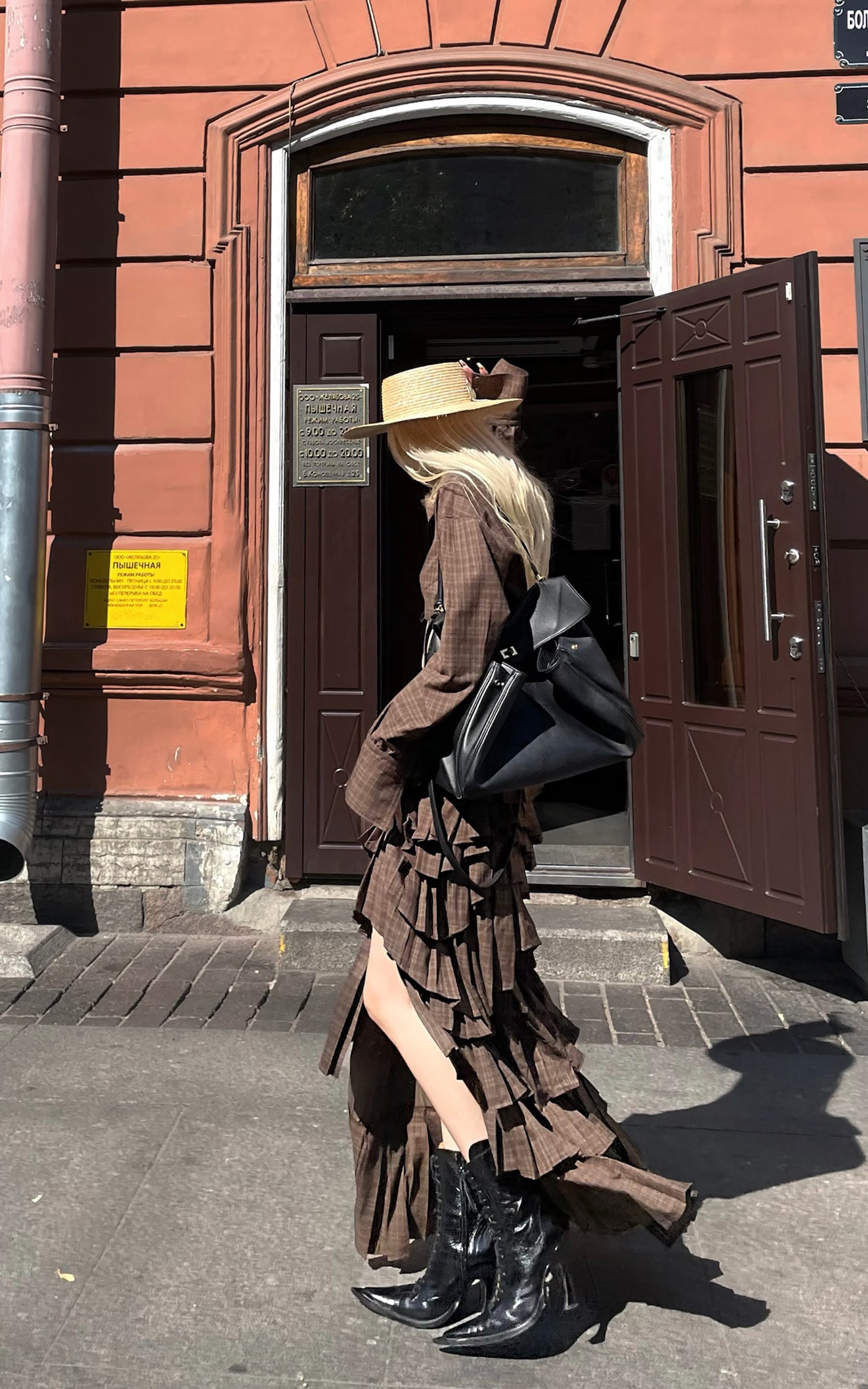 Rase le sol 解体風チェックシャツ＆ティアードマキシスカートセット