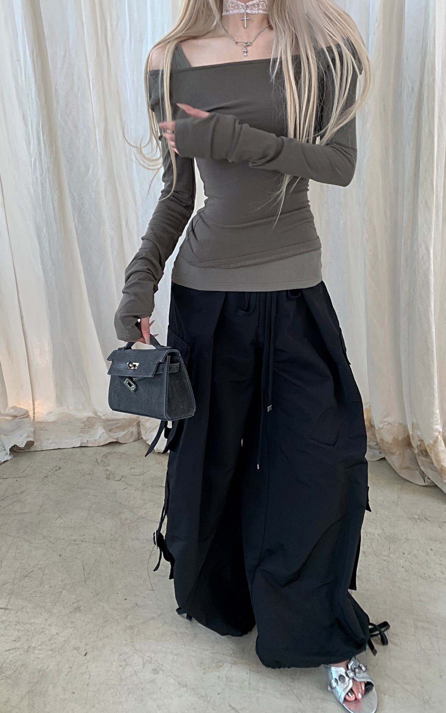 Rase le sol Off-Shoulder Two-Piece Top - PINKPARKS