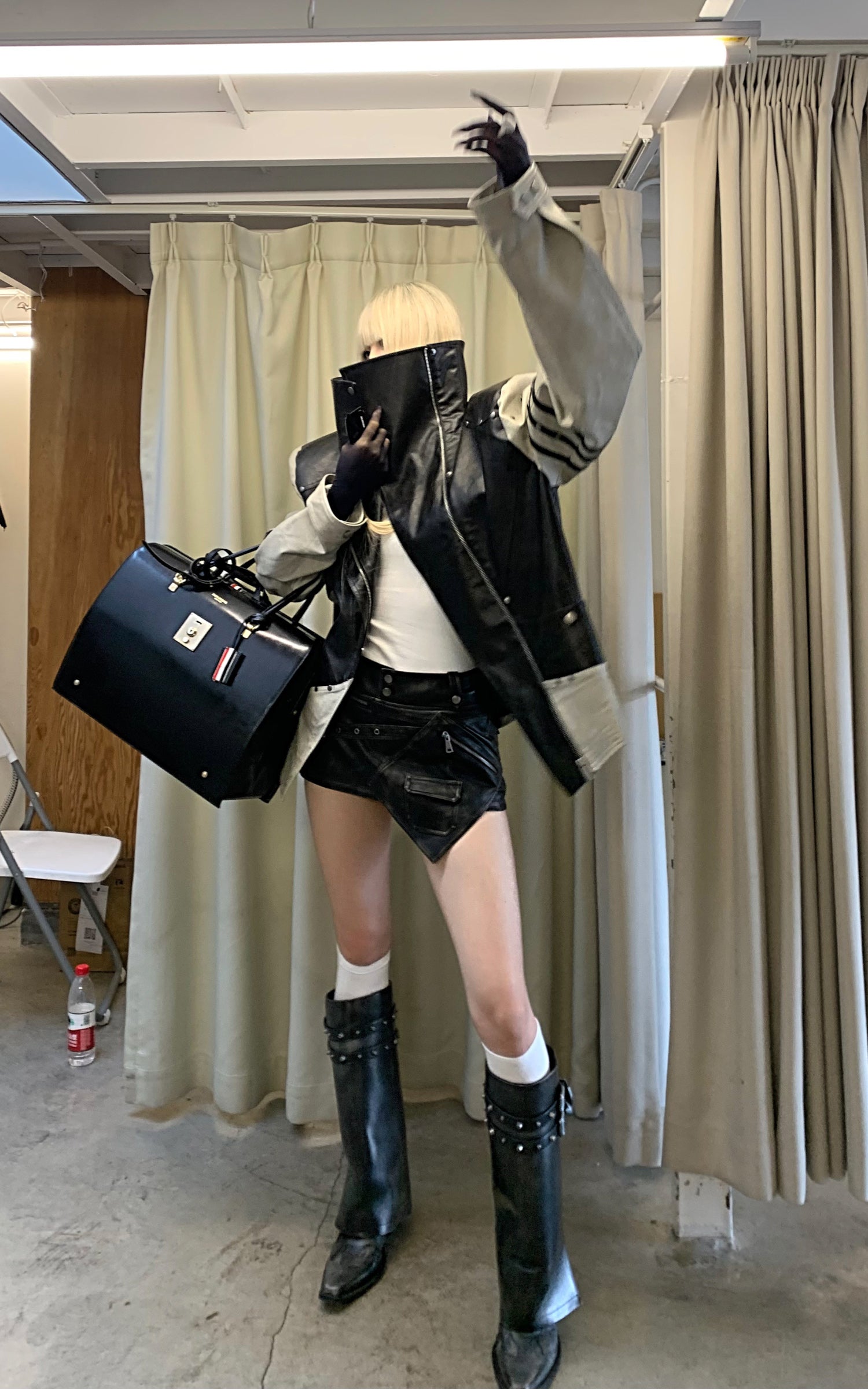 Rase le sol Mid-Low Rise Distressed Faux Leather Asymmetrical Mini Skirt - PINKPARKS